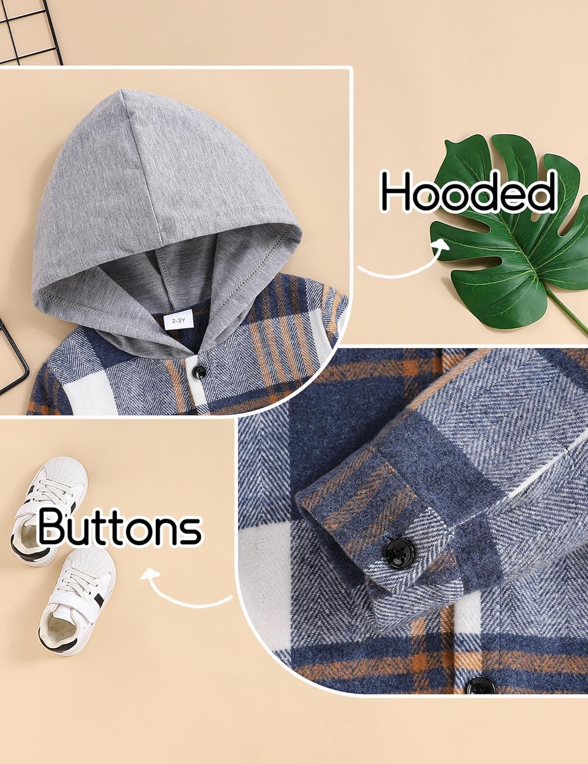 Adorable Toddler Boys Flannel Lattice Button-Down Set