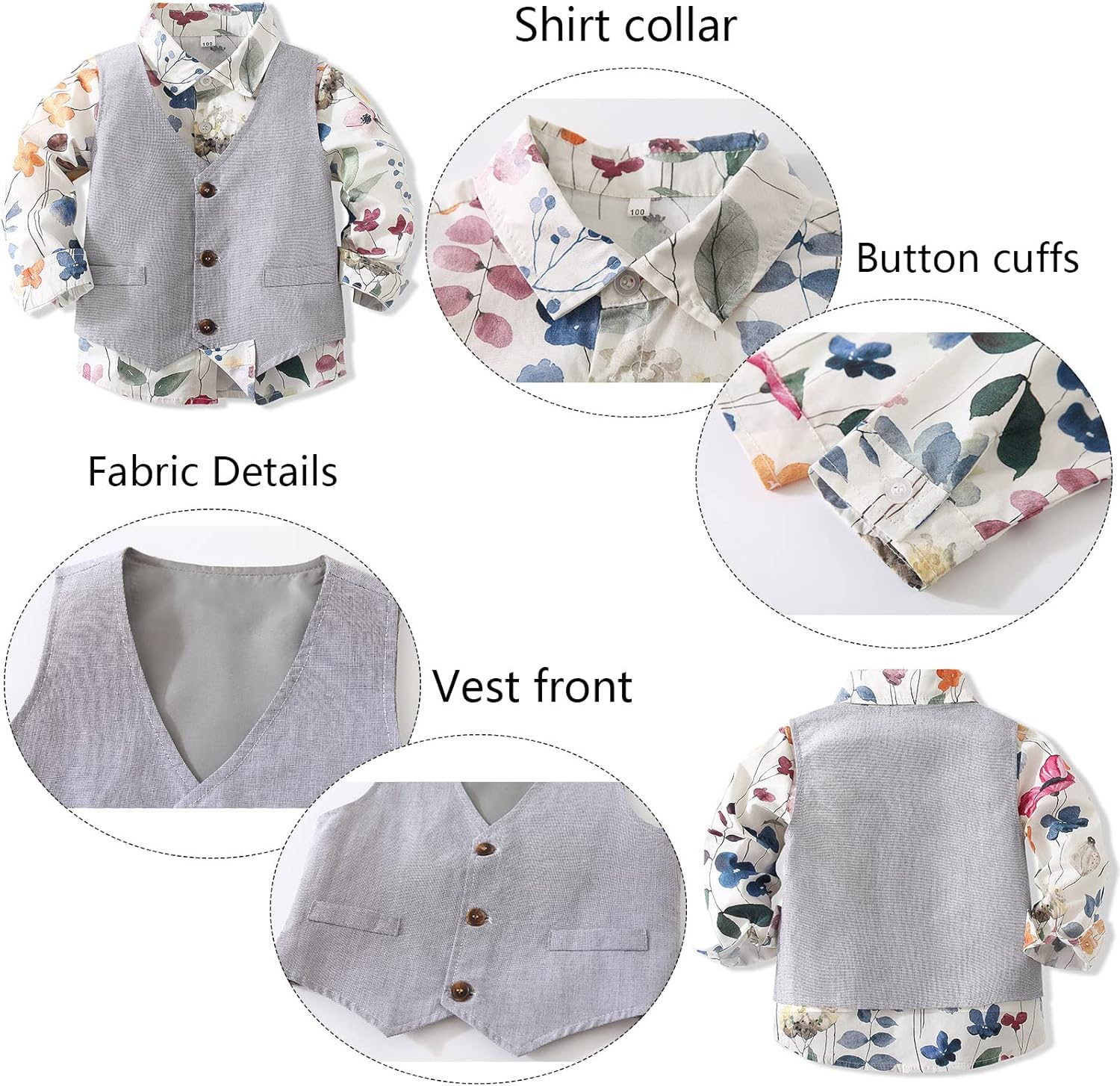 Baby Boy Gentleman Suit Set with Shirt Pants Outfits