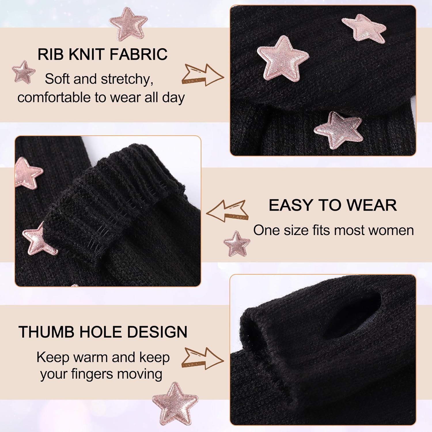 Y2K Star Love Knitted ArmWarmers for Girls