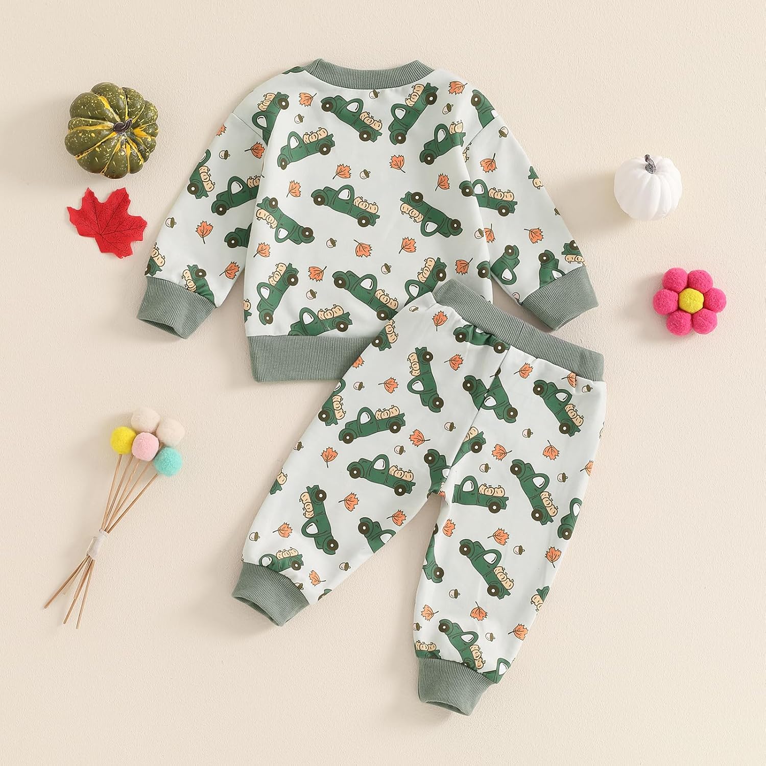Halloween Toddler GirlsBoys Outfit - Cute Pumpkin and Floral Design Soft and Cozy