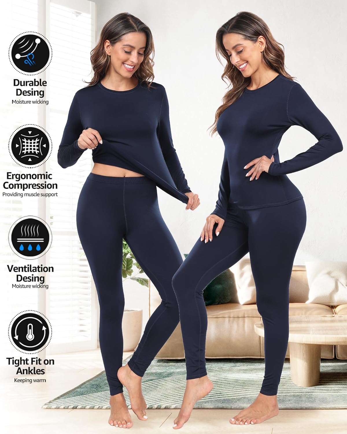 Premium Thermal Underwear Base Layer Set for Women Athletic and Supportive