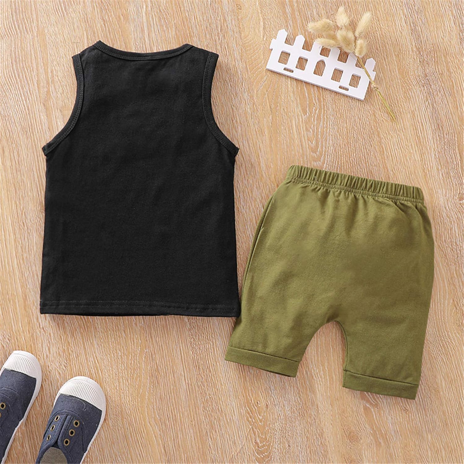 Fun Letter-Printed Tank Vest Shorts Set for Toddler Boys
