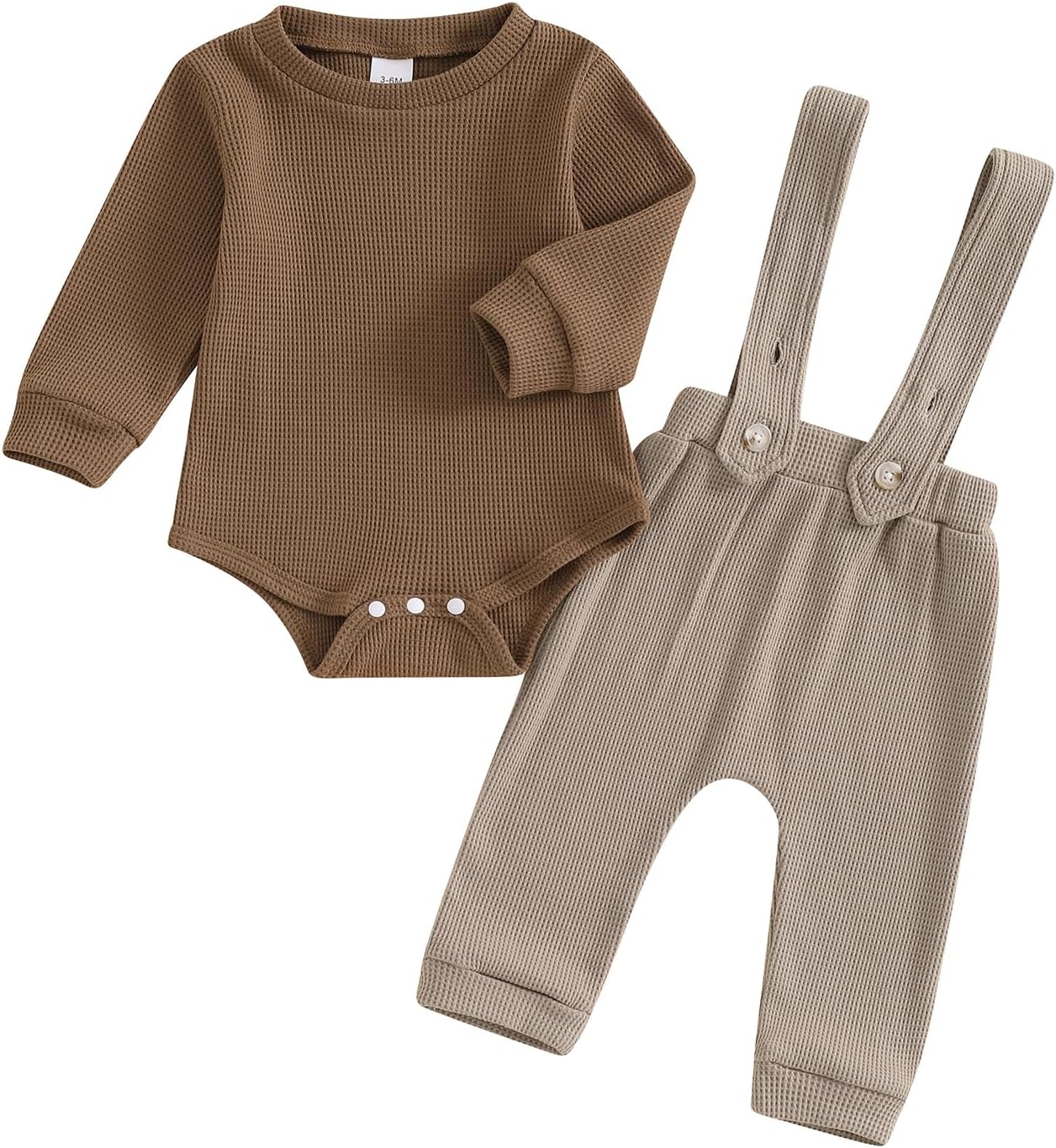 Super Soft Waffle Long Sleeve Romper Set for Newborn Boys