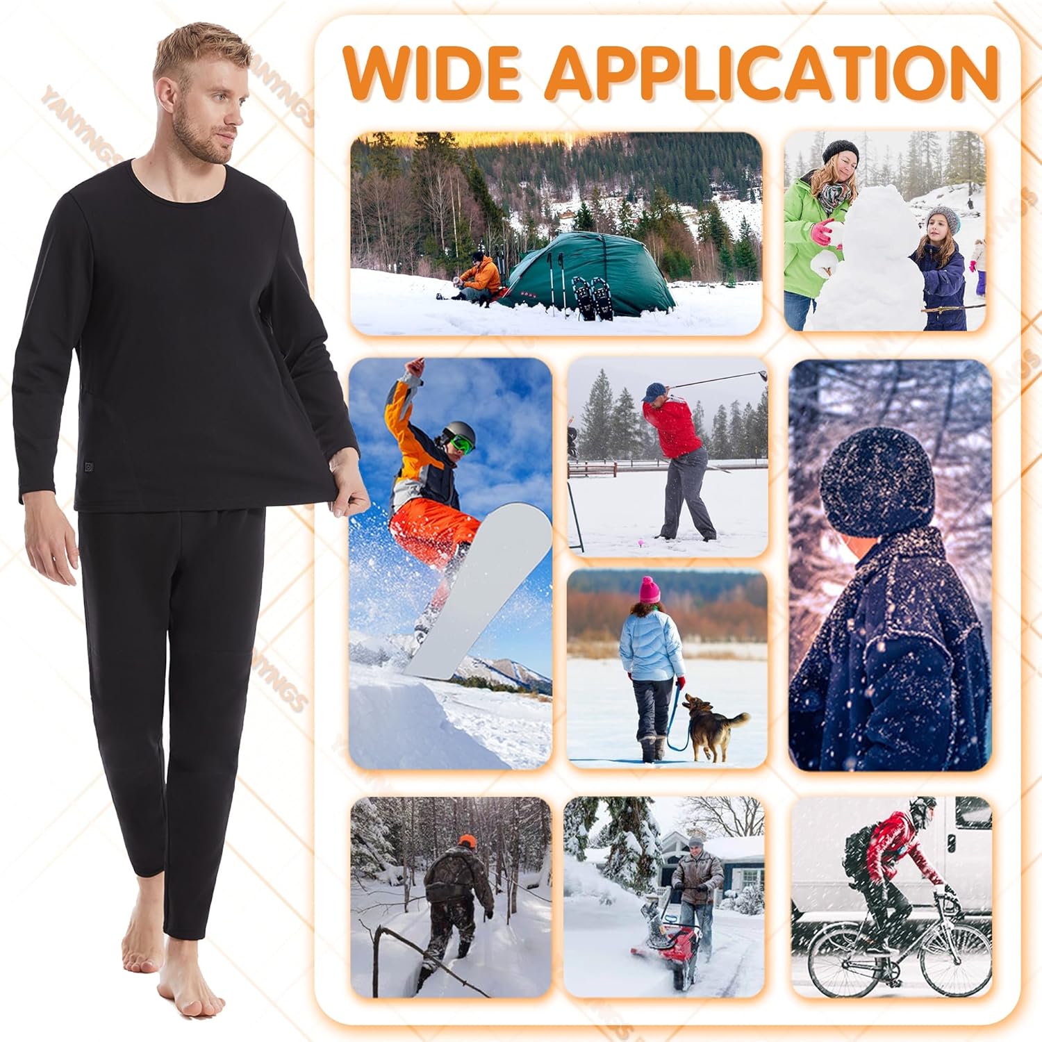 YANYNGS Heated Underwear Shirt with 16 Heating Zones