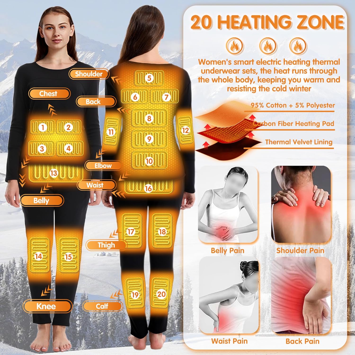 Women Heated Thermal Underwear Set