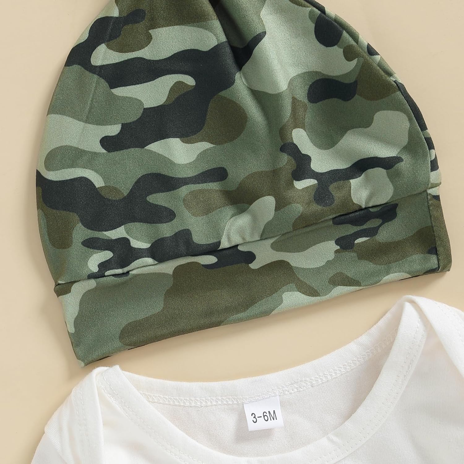 Exclusive Fitting Camouflage Baby Boy Outfit with Beanie and Hat 3-Piece Set