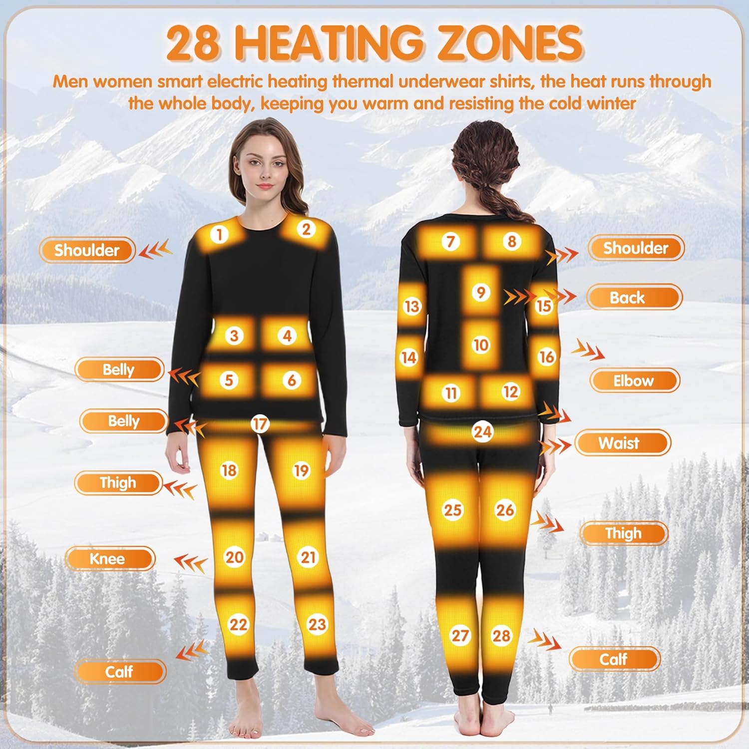 Womens Electric Heated Thermal Underwear Set