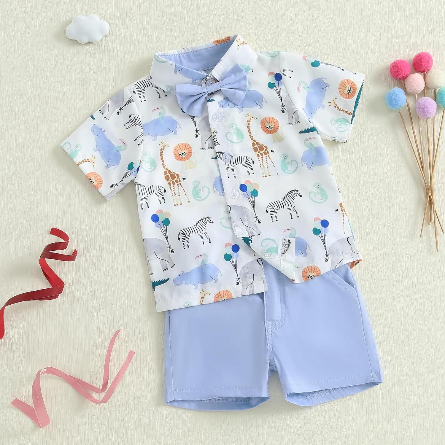 Summer Animal Print Toddler Shirt and Shorts Set
