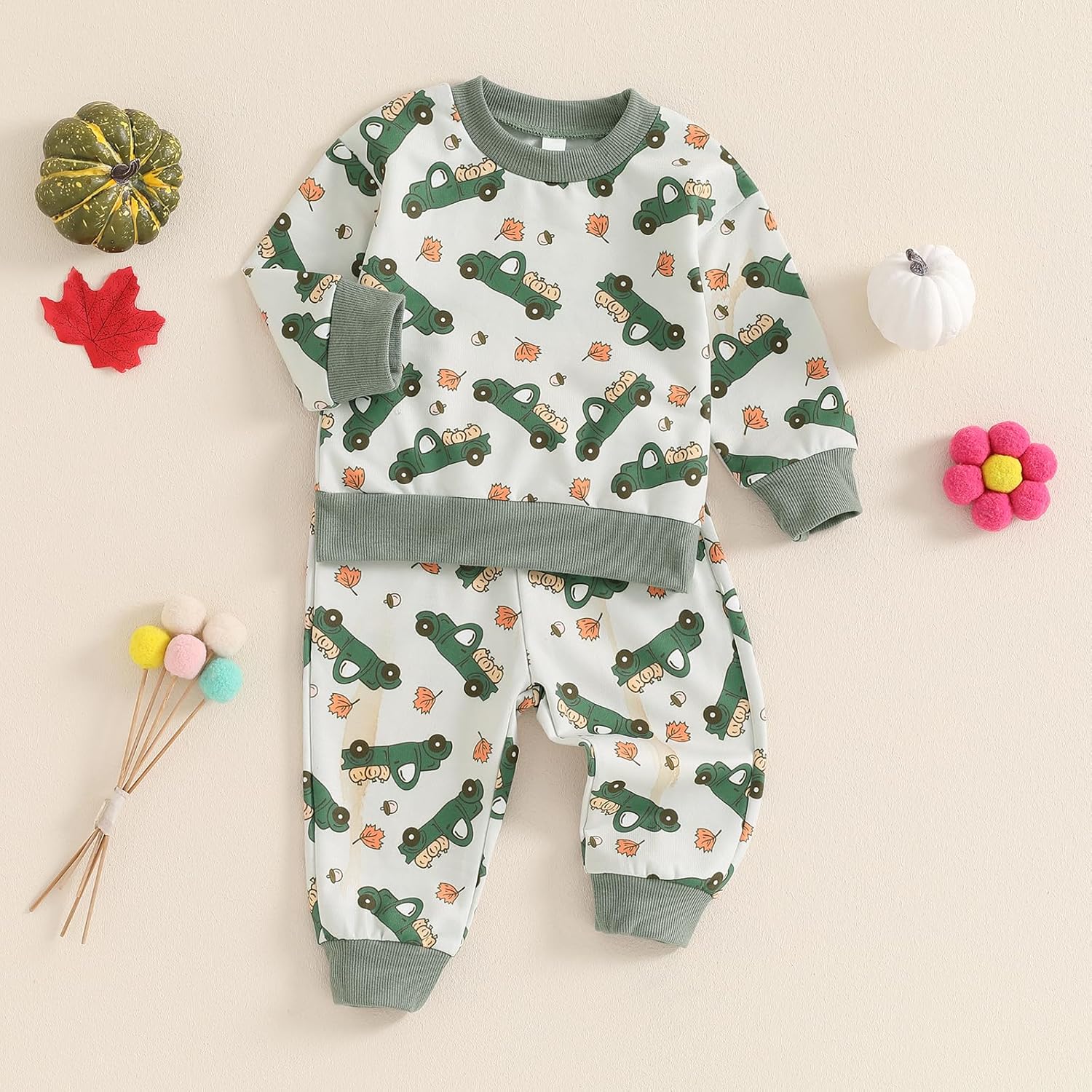 Halloween Toddler GirlsBoys Outfit - Cute Pumpkin and Floral Design Soft and Cozy