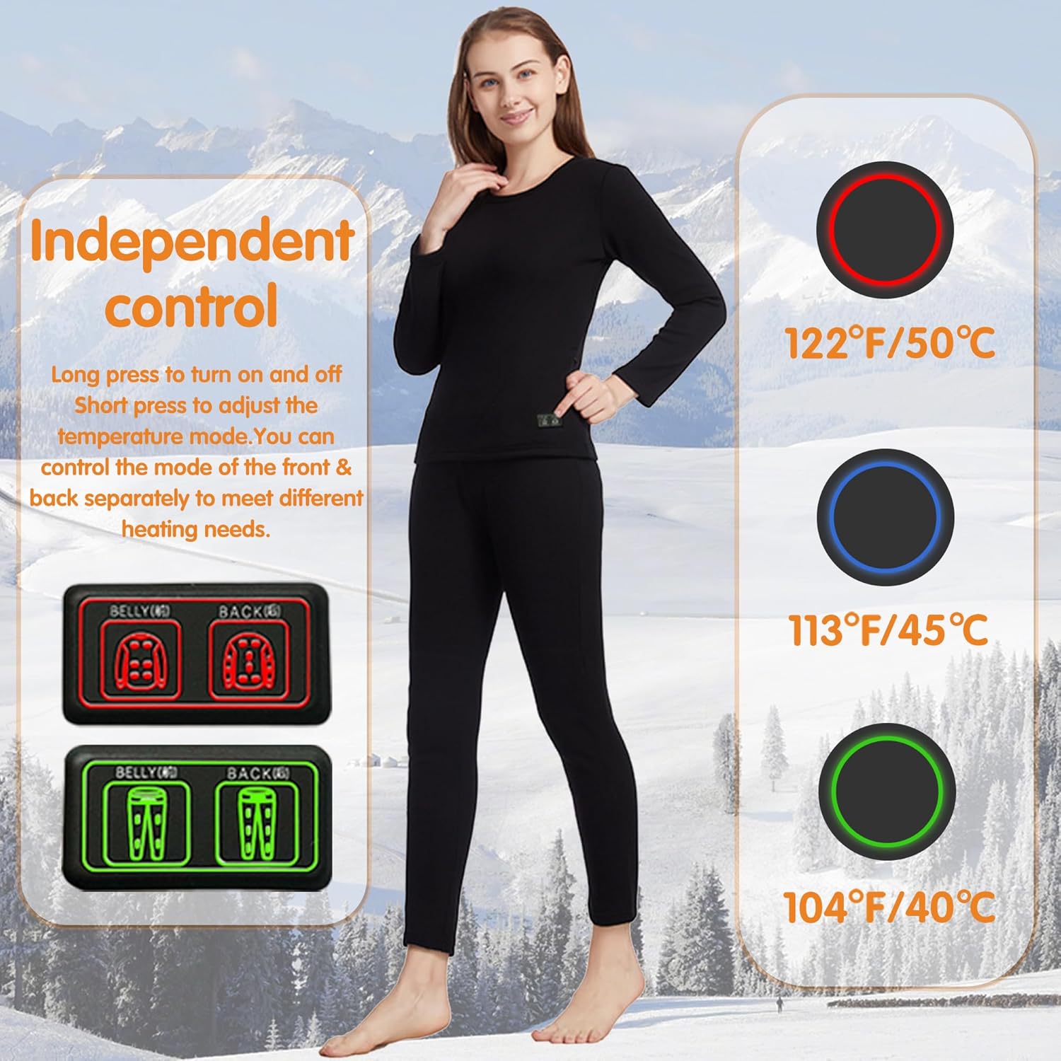 Warm Electric Thermal Underwear for Women - Hunting