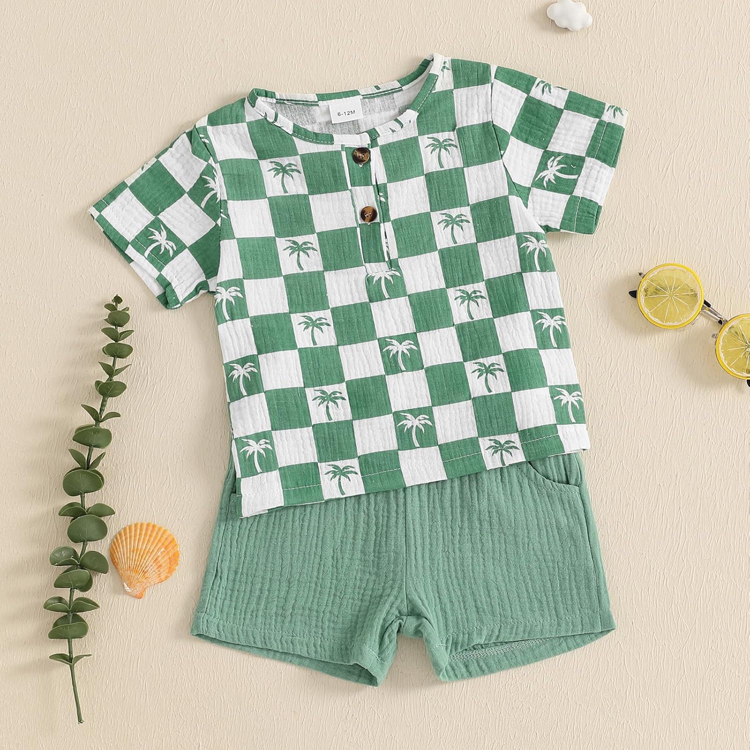 Cool Toddler Boy Summer Outfit Checkers 2Pcs