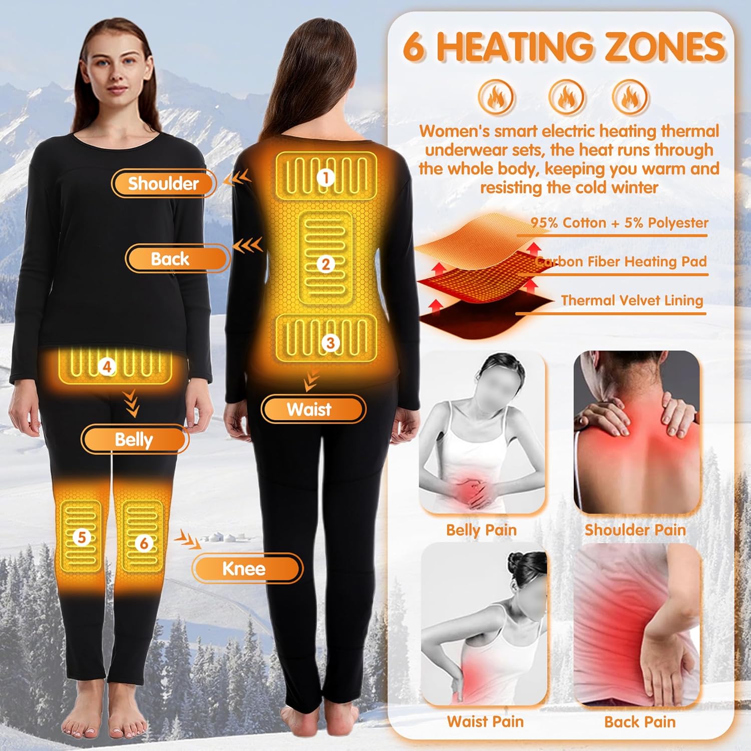 Warm and Cozy Heated Thermal Set for Women