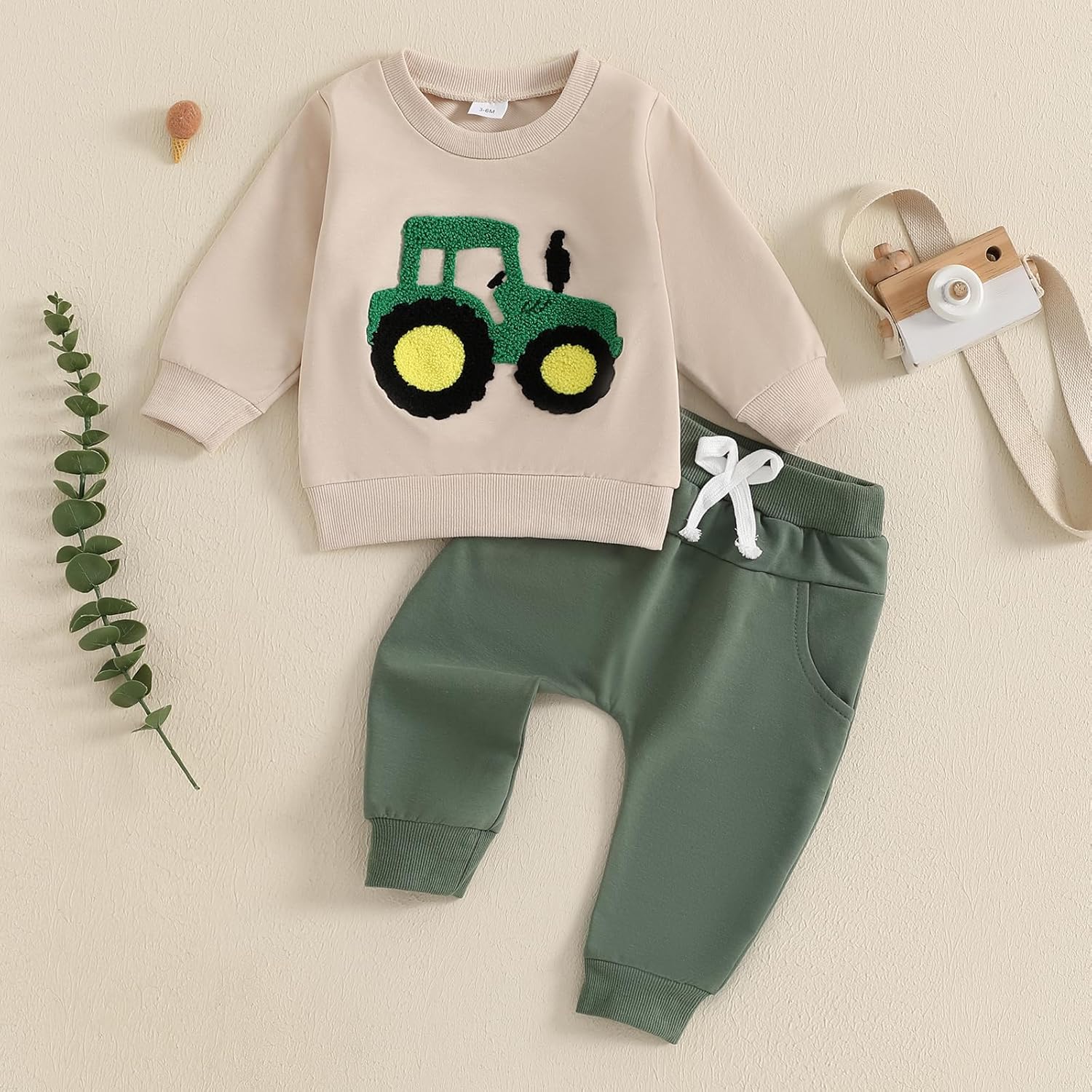 Baorji Toddler Boy Tractor Print Fall Winter Outfit 3M-24M