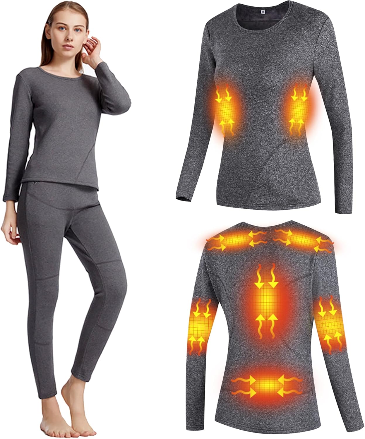 WOMENS IN THERMAL UNDERWEAR SHIRT ELECTRIC HEATING 8 ZONES