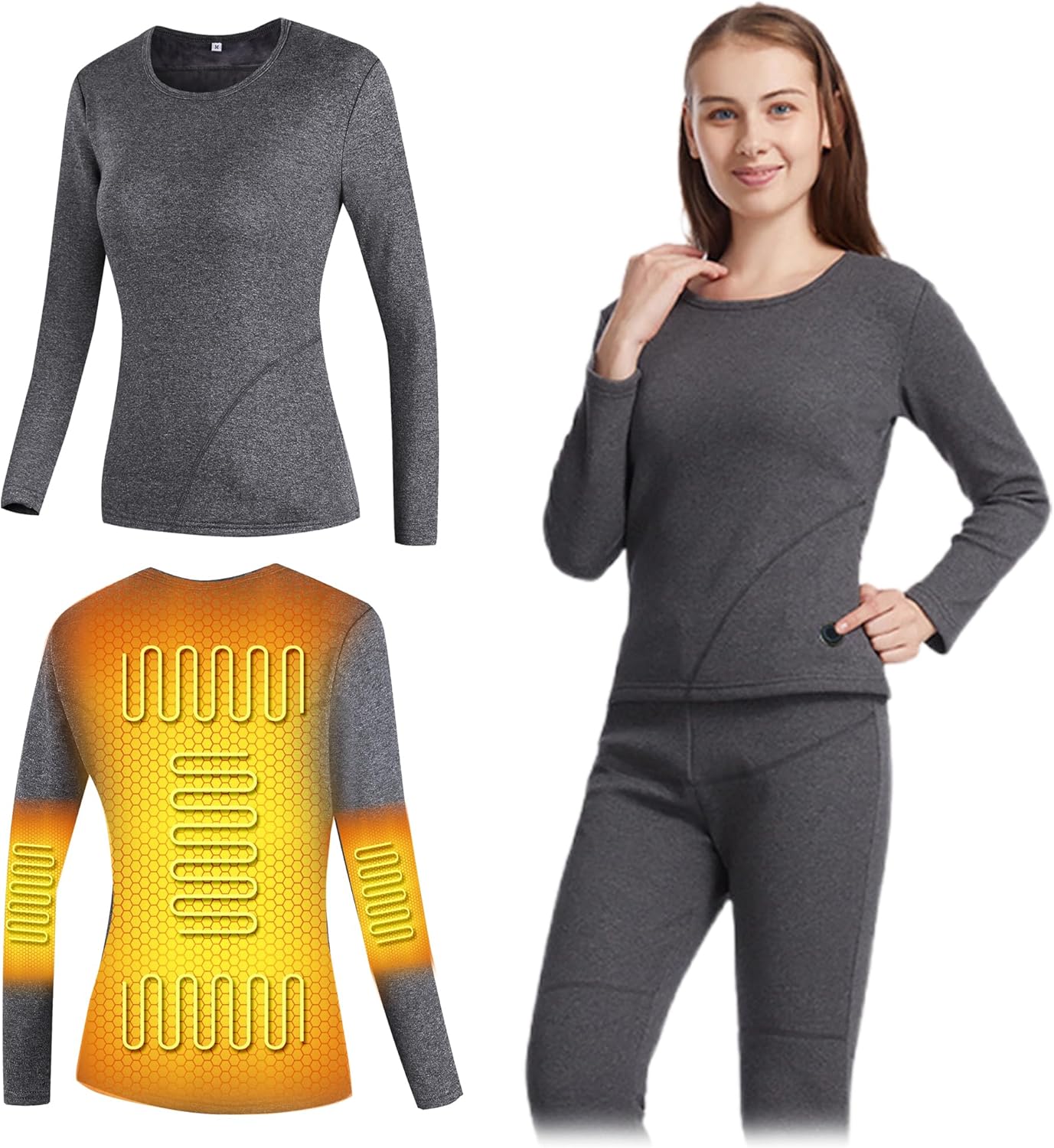 Womens Electric Thermal Heated Underwear for Cold Weather