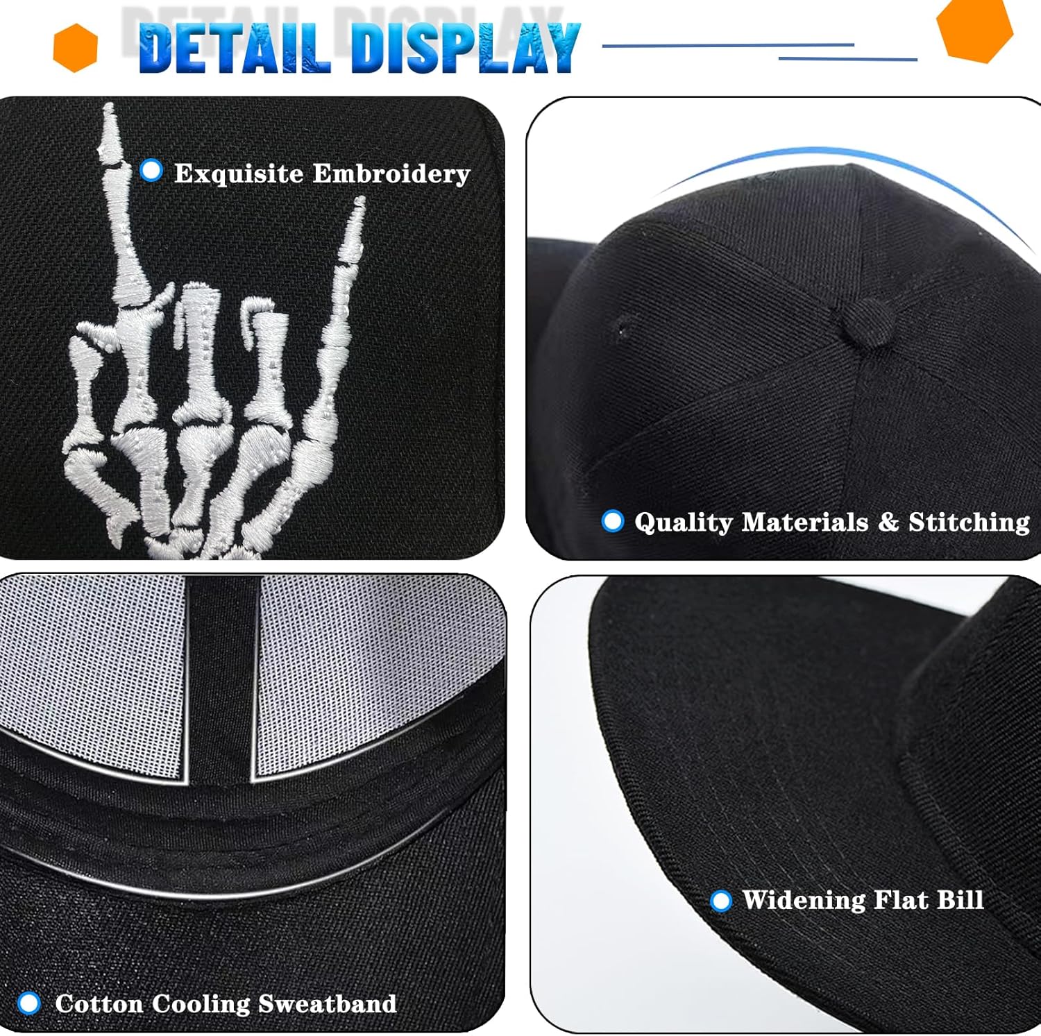 Viofre Premium Black Flat Bill Brim Hats for Men