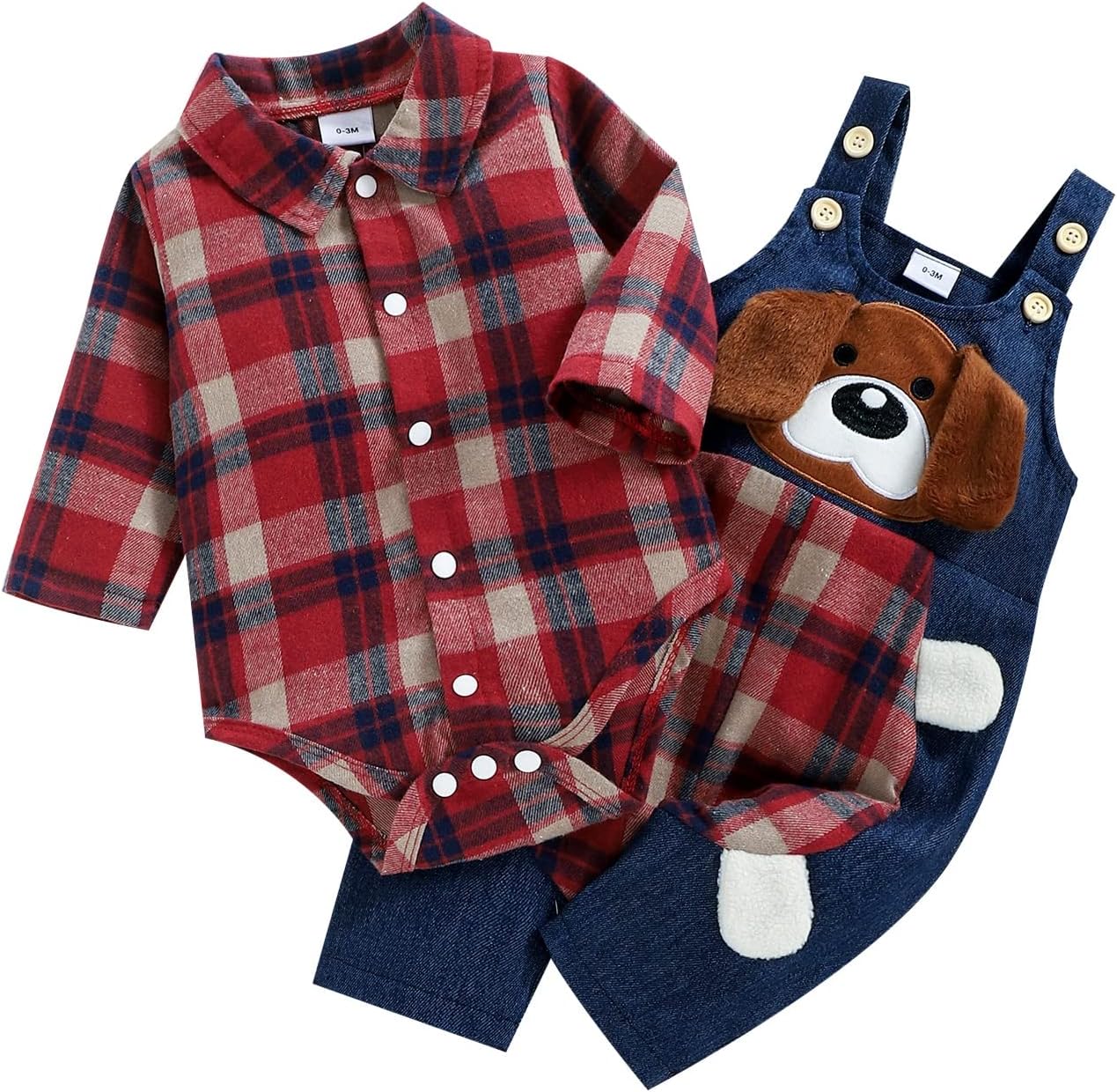 Adorable Baby Boys Cotton Overalls with Plaid Design