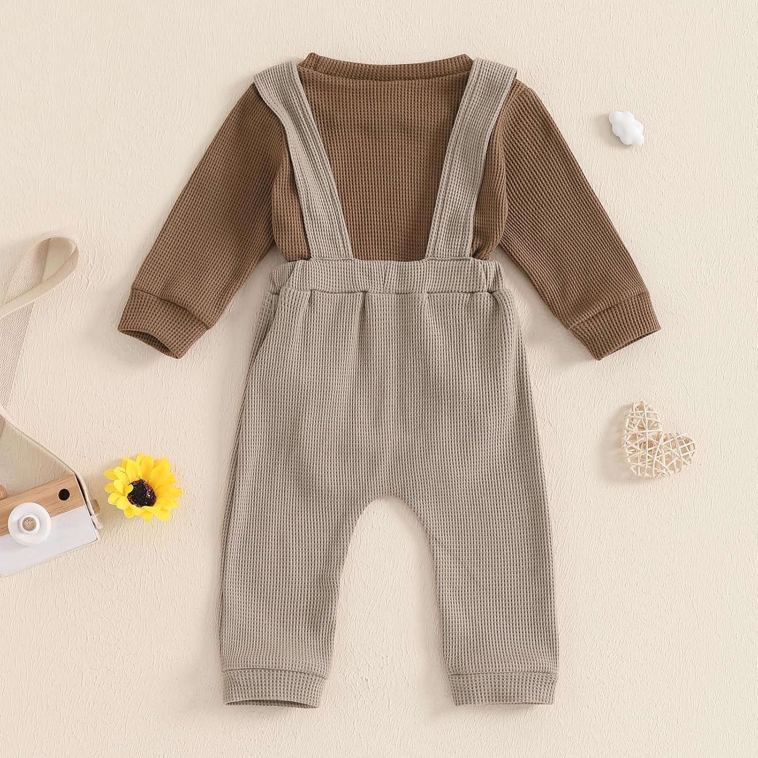 Super Soft Waffle Long Sleeve Romper Set for Newborn Boys