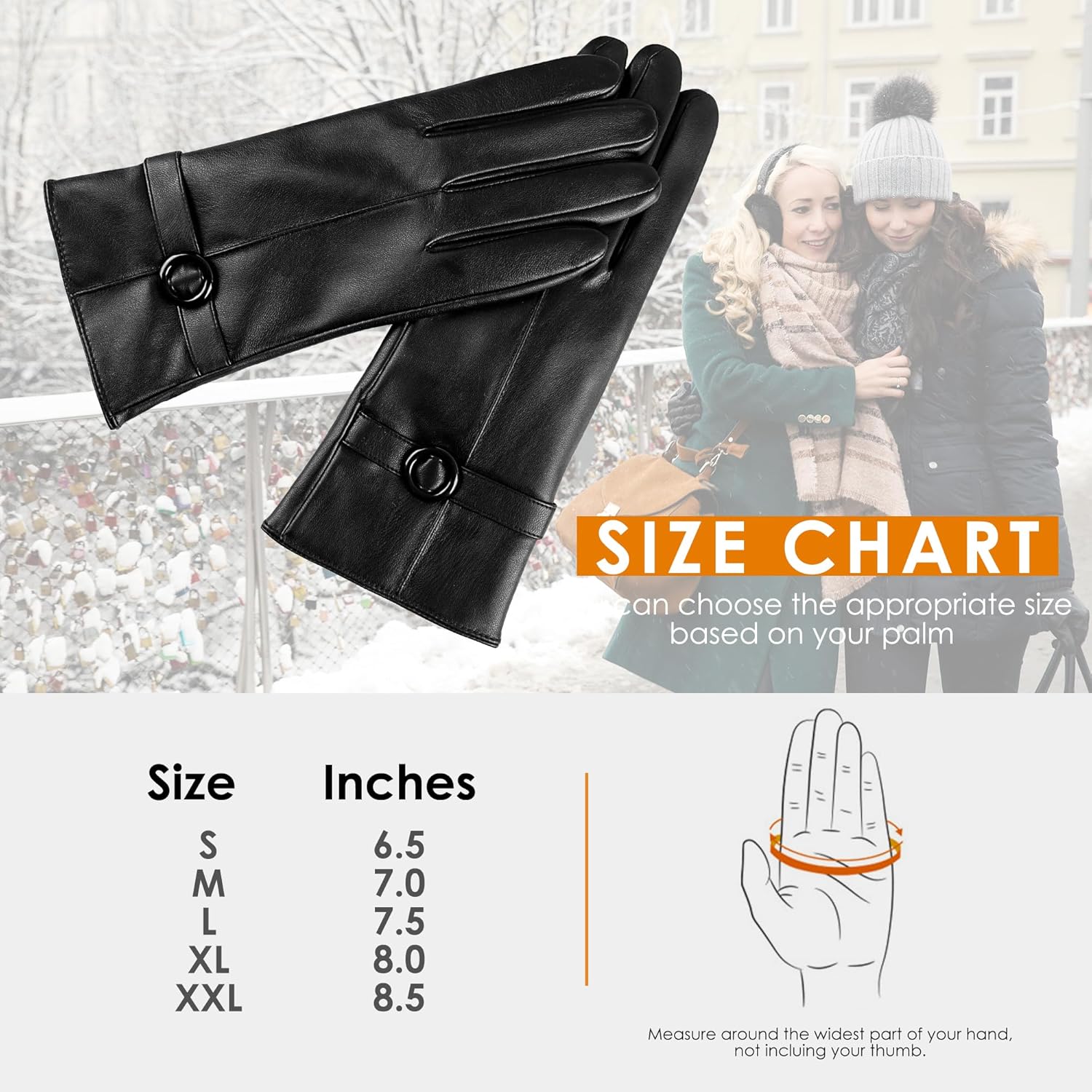Womens Winter Leather Gloves TouchScreen Gloves for Driving More