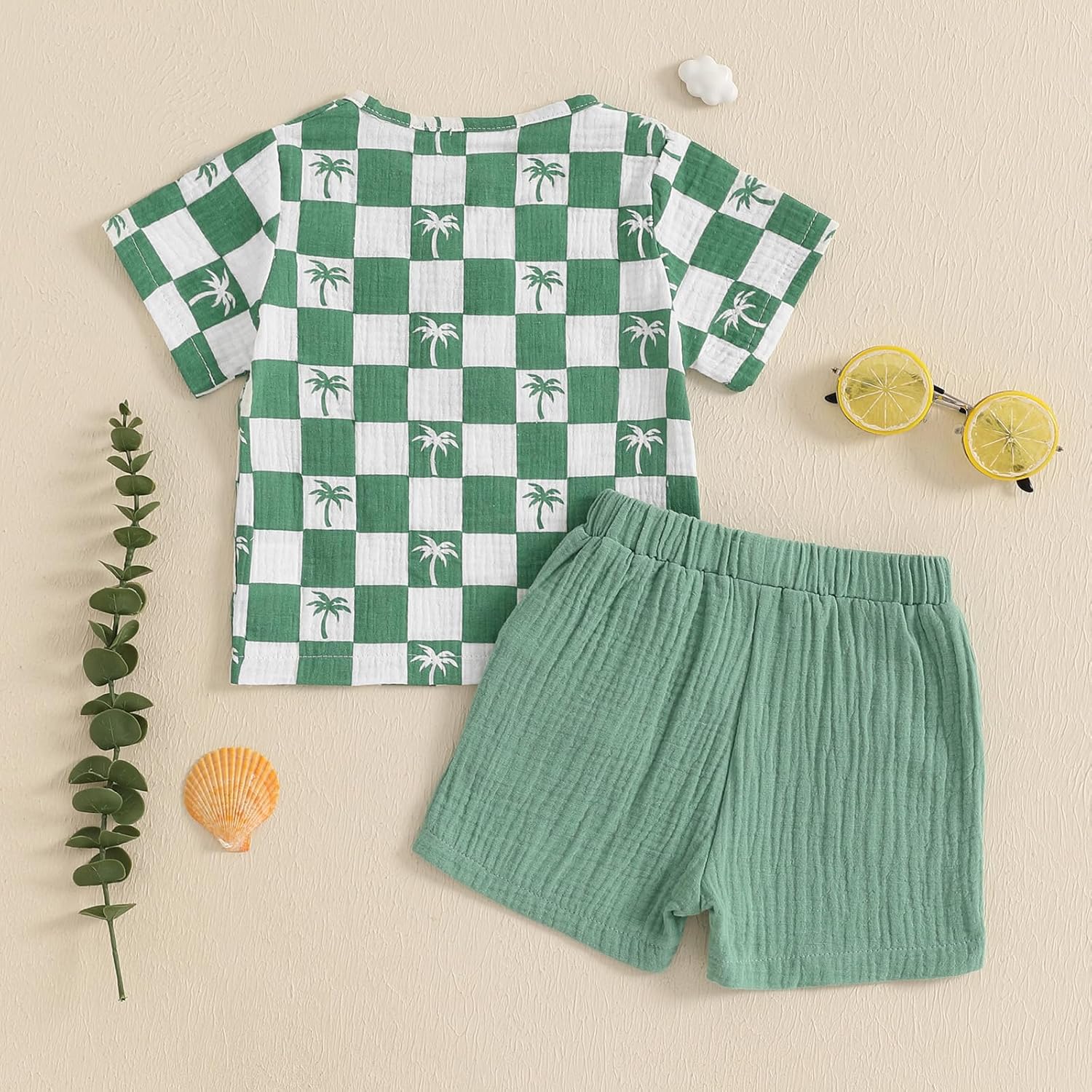 Cool Toddler Boy Summer Outfit Checkers 2Pcs