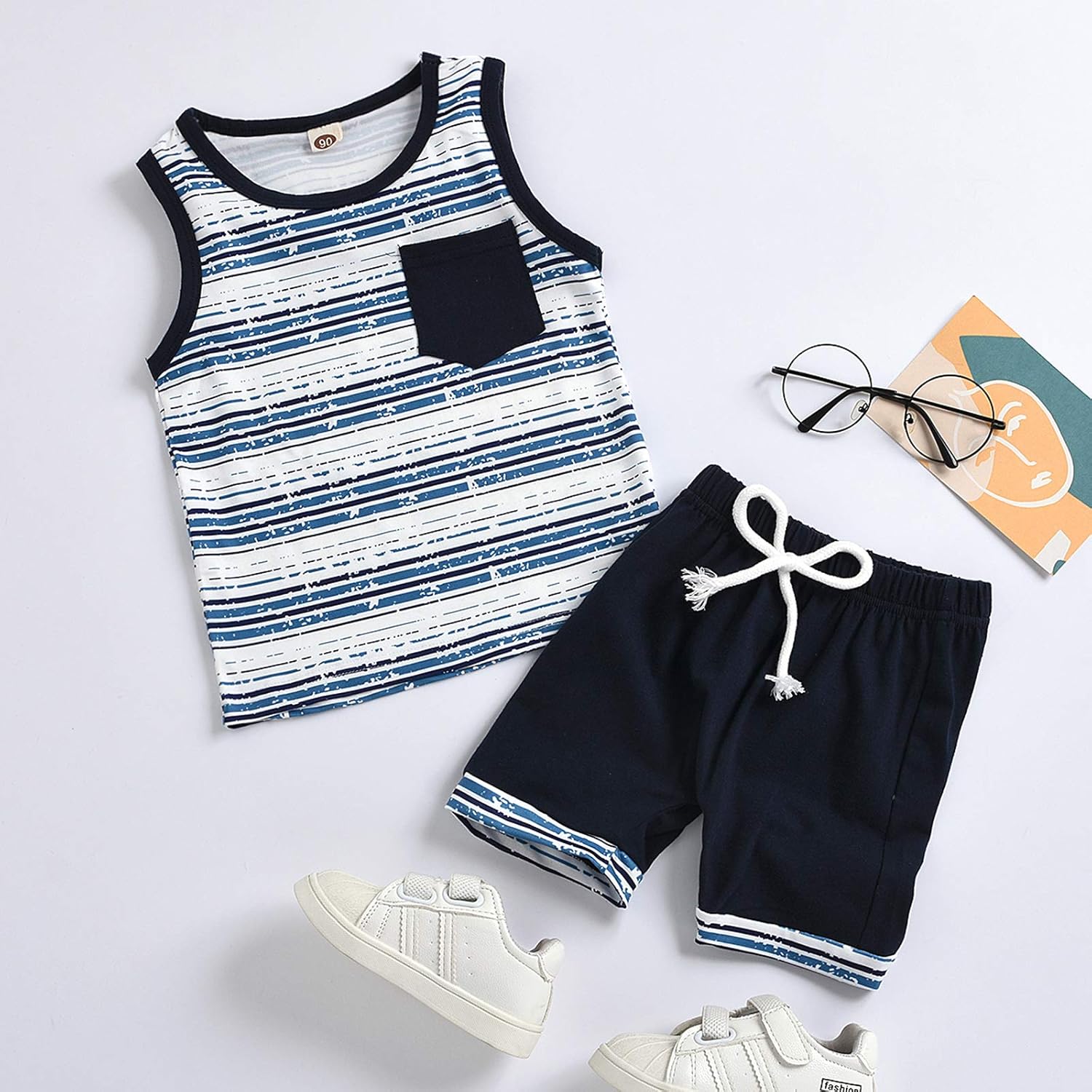 One Opening Toddler Boy Stripes Tank Set Summer Essentials for Kids