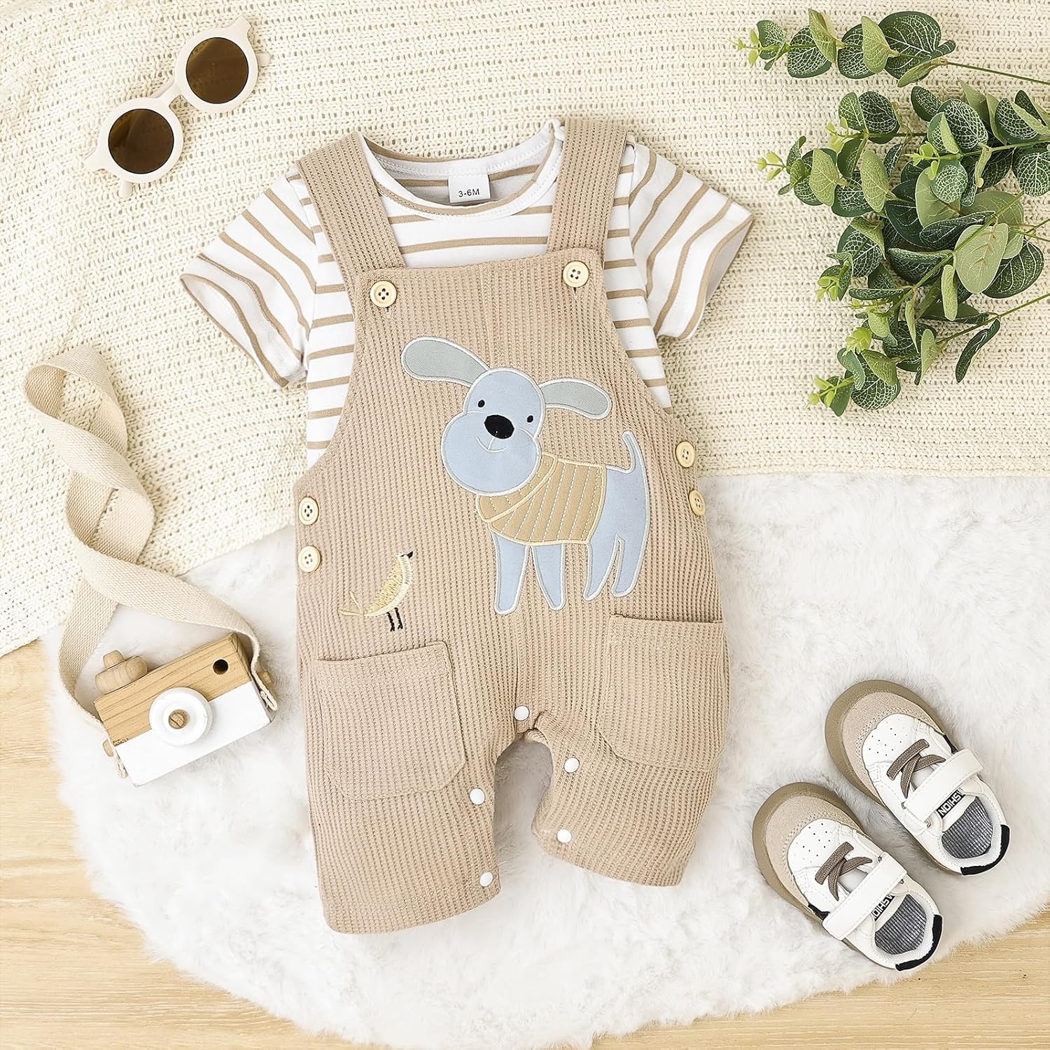 CETEPY Baby Boy Clothes Summer Romper Set Cartoon Dog Overall