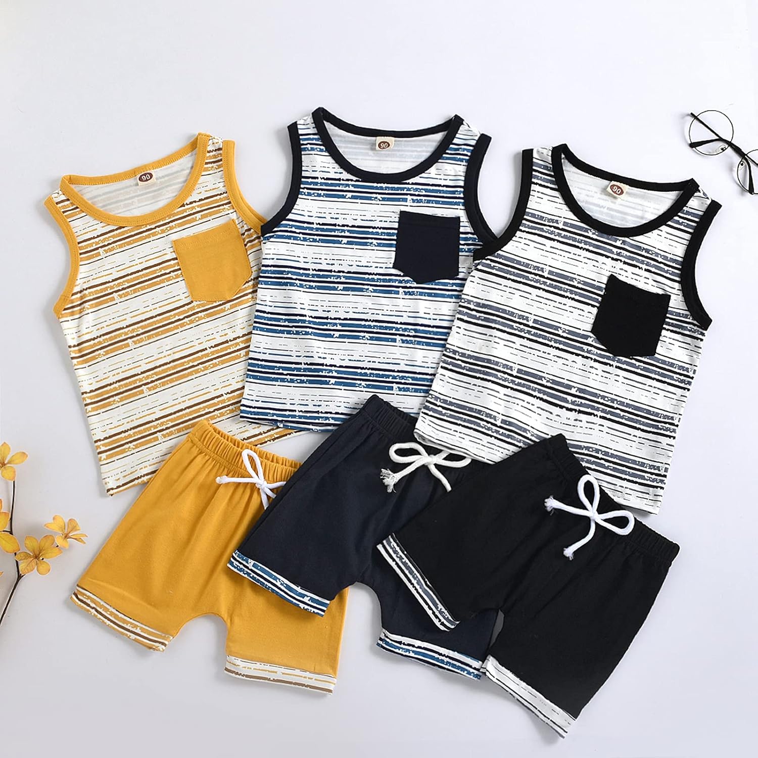 One Opening Toddler Boy Stripes Tank Set Summer Essentials for Kids