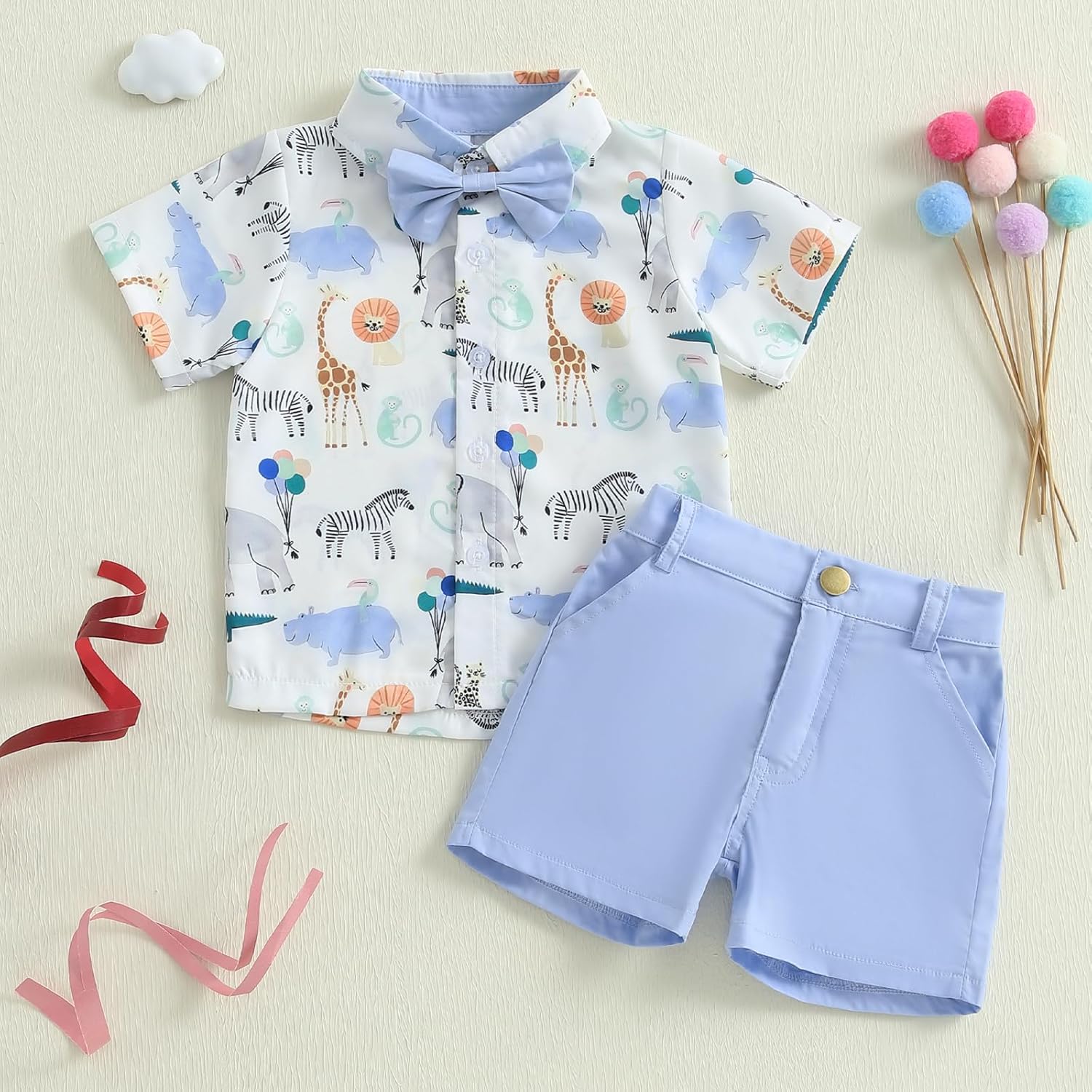 Summer Animal Print Toddler Shirt and Shorts Set