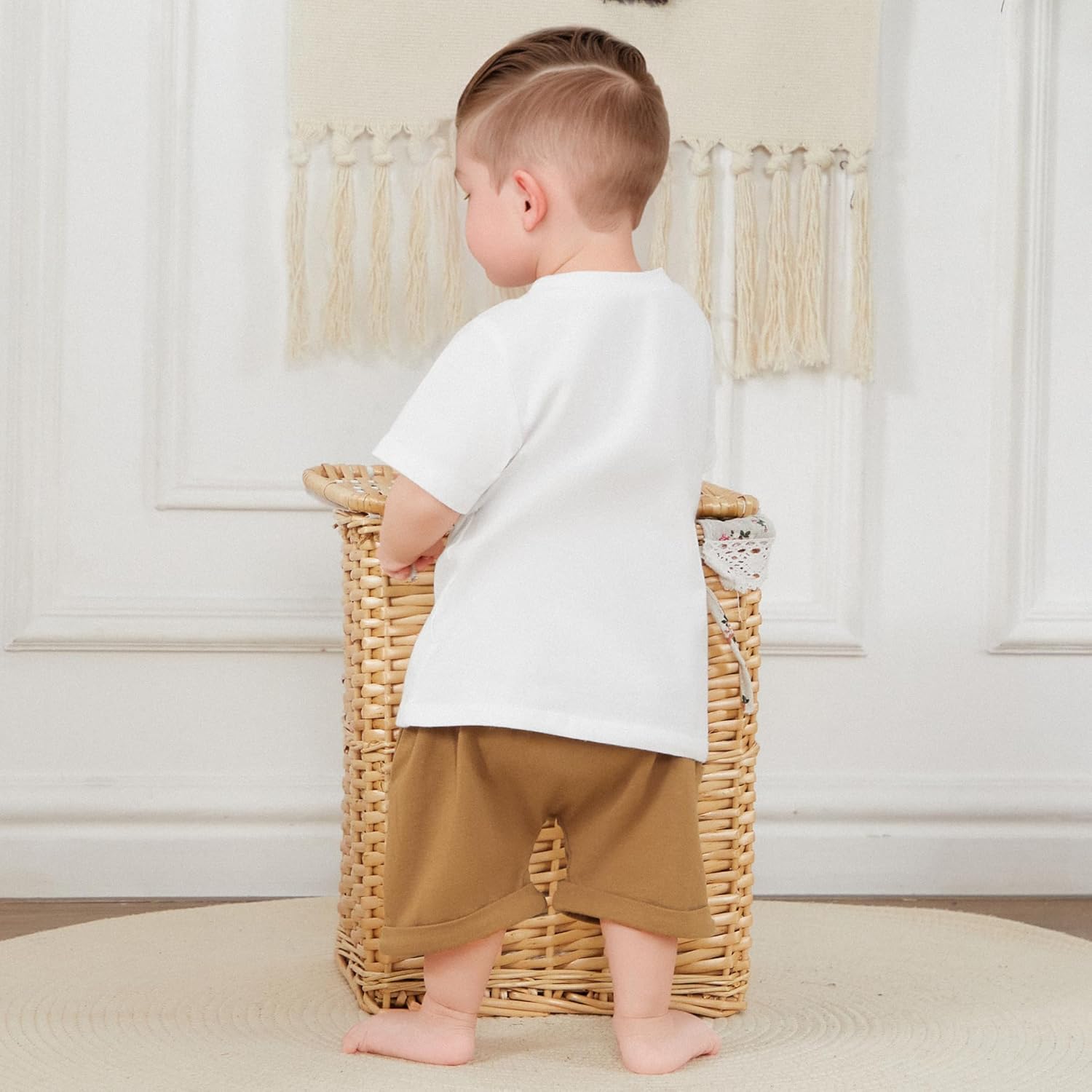 Retro Country Animal Print Casual Baby Boy T-Shirts Shorts Set