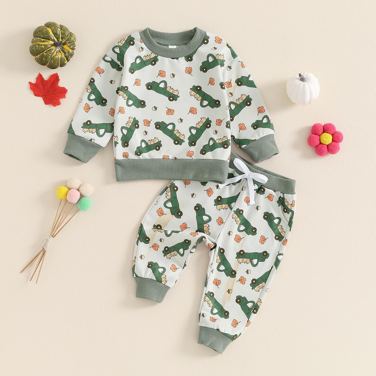 Halloween Toddler GirlsBoys Outfit - Cute Pumpkin and Floral Design Soft and Cozy