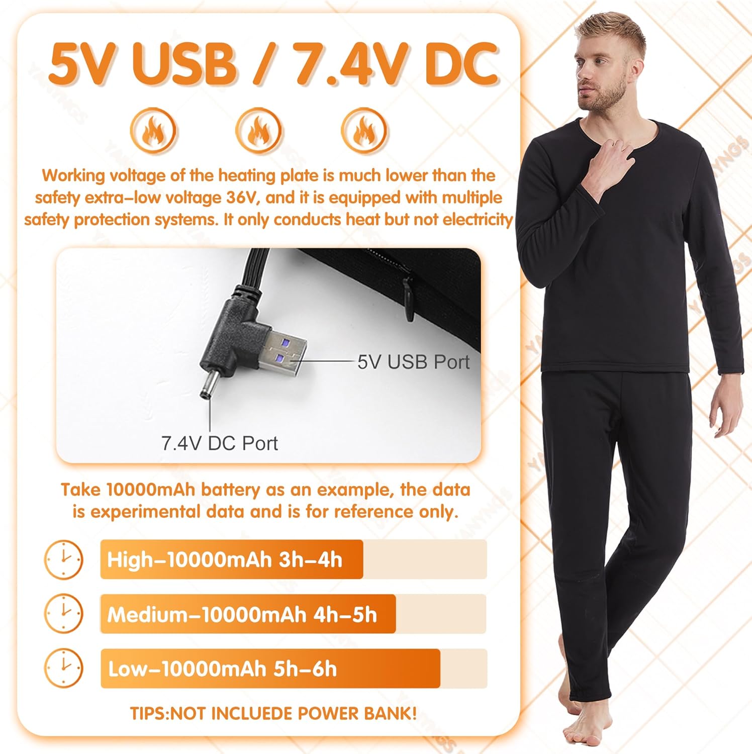 YANYNGS Heated Underwear Shirt with 16 Heating Zones