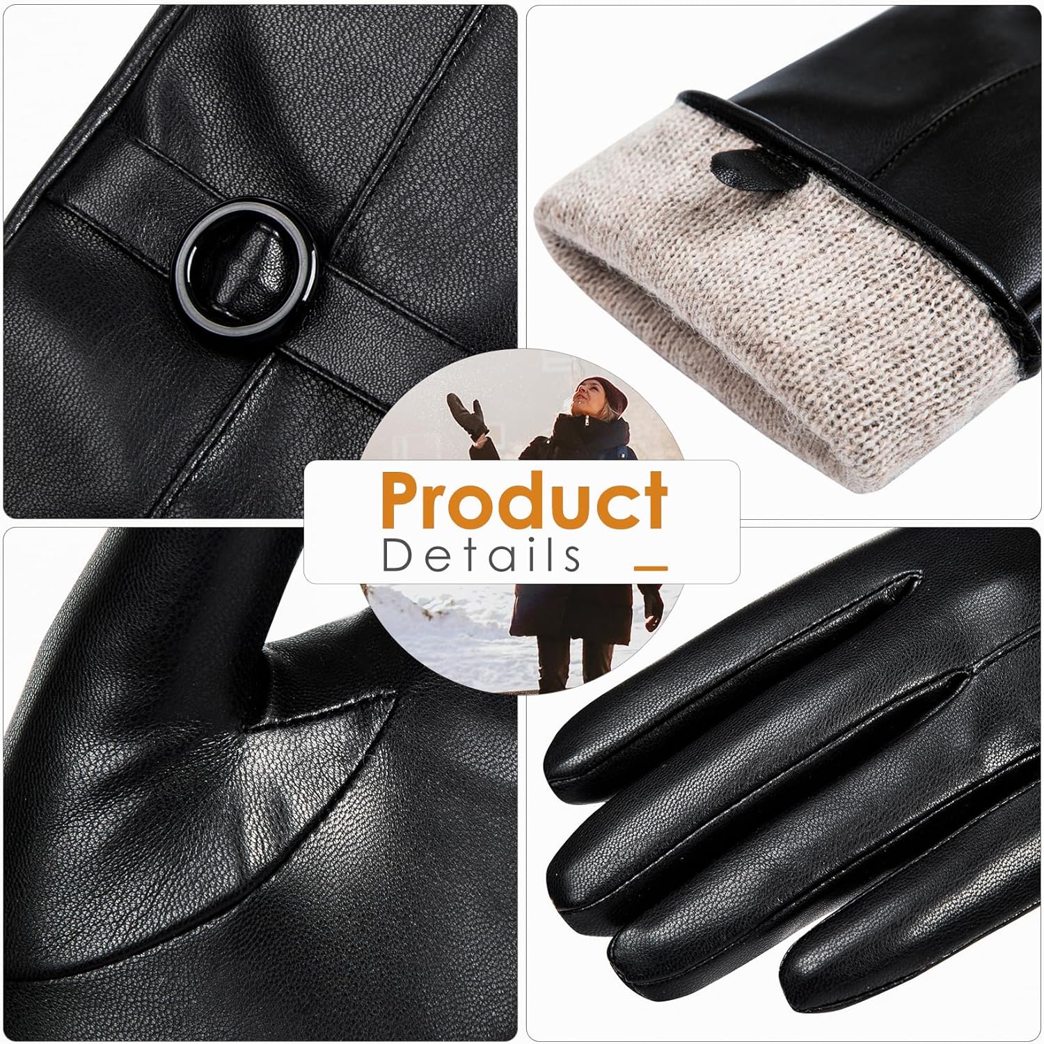 Womens Winter Leather Gloves TouchScreen Gloves for Driving More