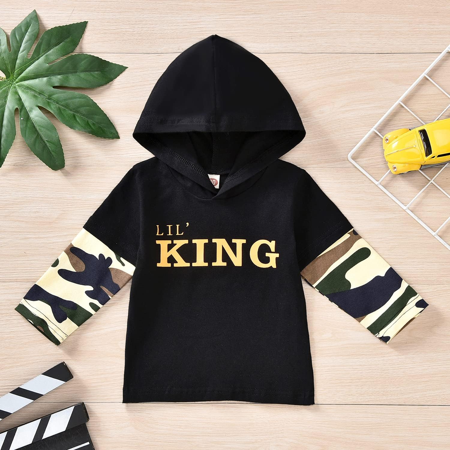 Fioukiay Toddler Boys Fall Winter Camouflage Hoodie Pants Set