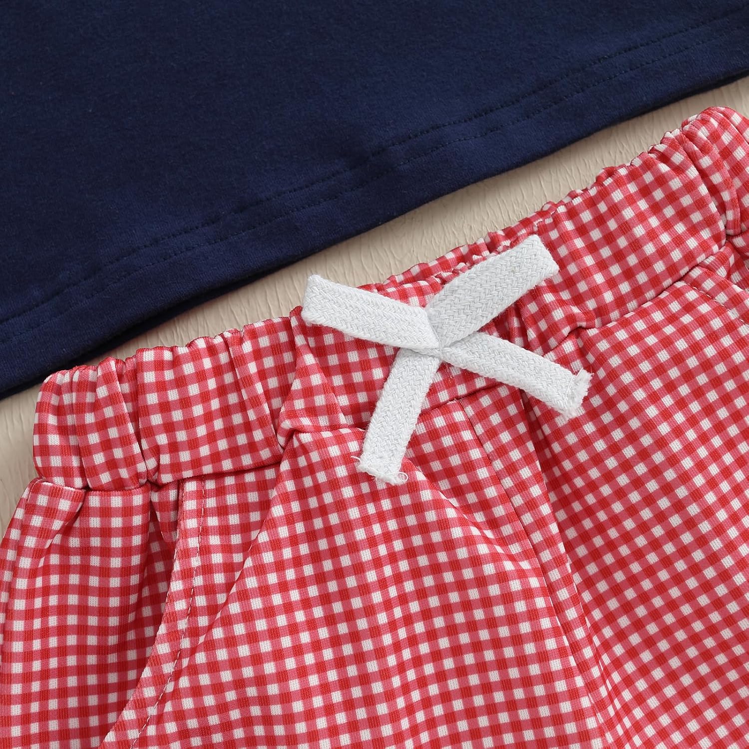 Kayotuas - Toddler Baseball Outfit Child Baseball T-Shirt Gingham Shorts Set