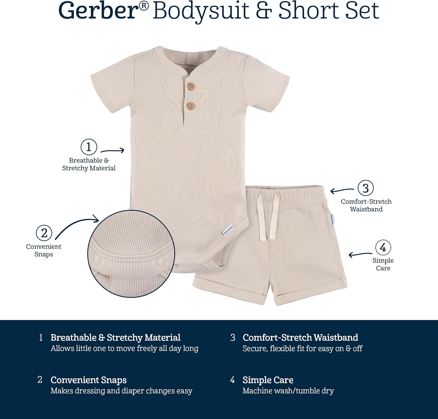 Gerber Baby Bodysuit and Shorts SetPerfect for growing tots