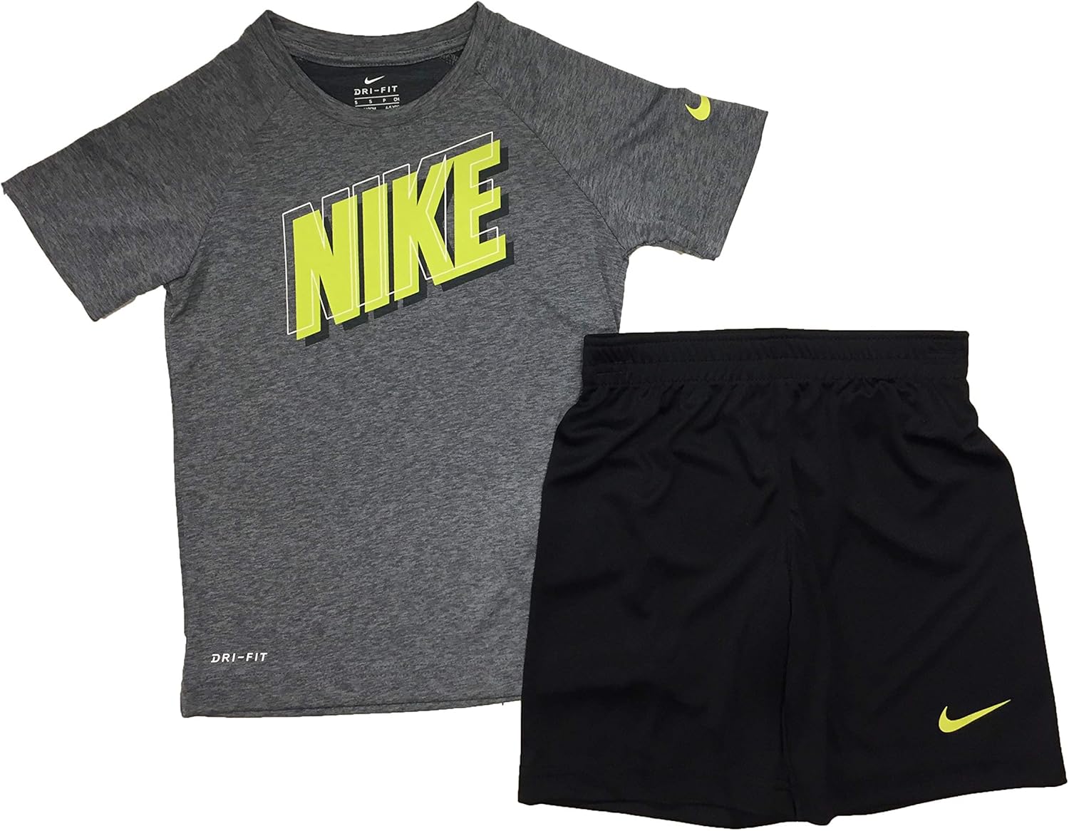 Nike Boys Dri-Fit T-Shirt Shorts Set Habanero RedGrey