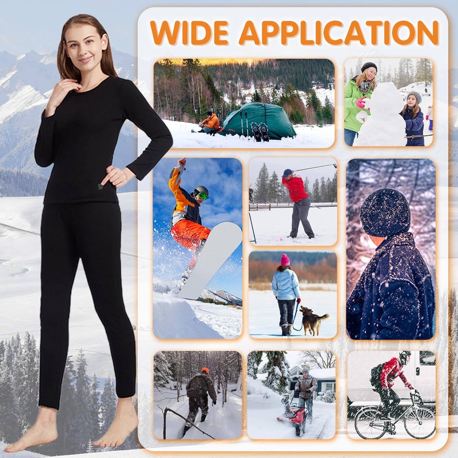 Keep You Warm All Year - Womens Heated Underwear Set with 16 Heating Zones