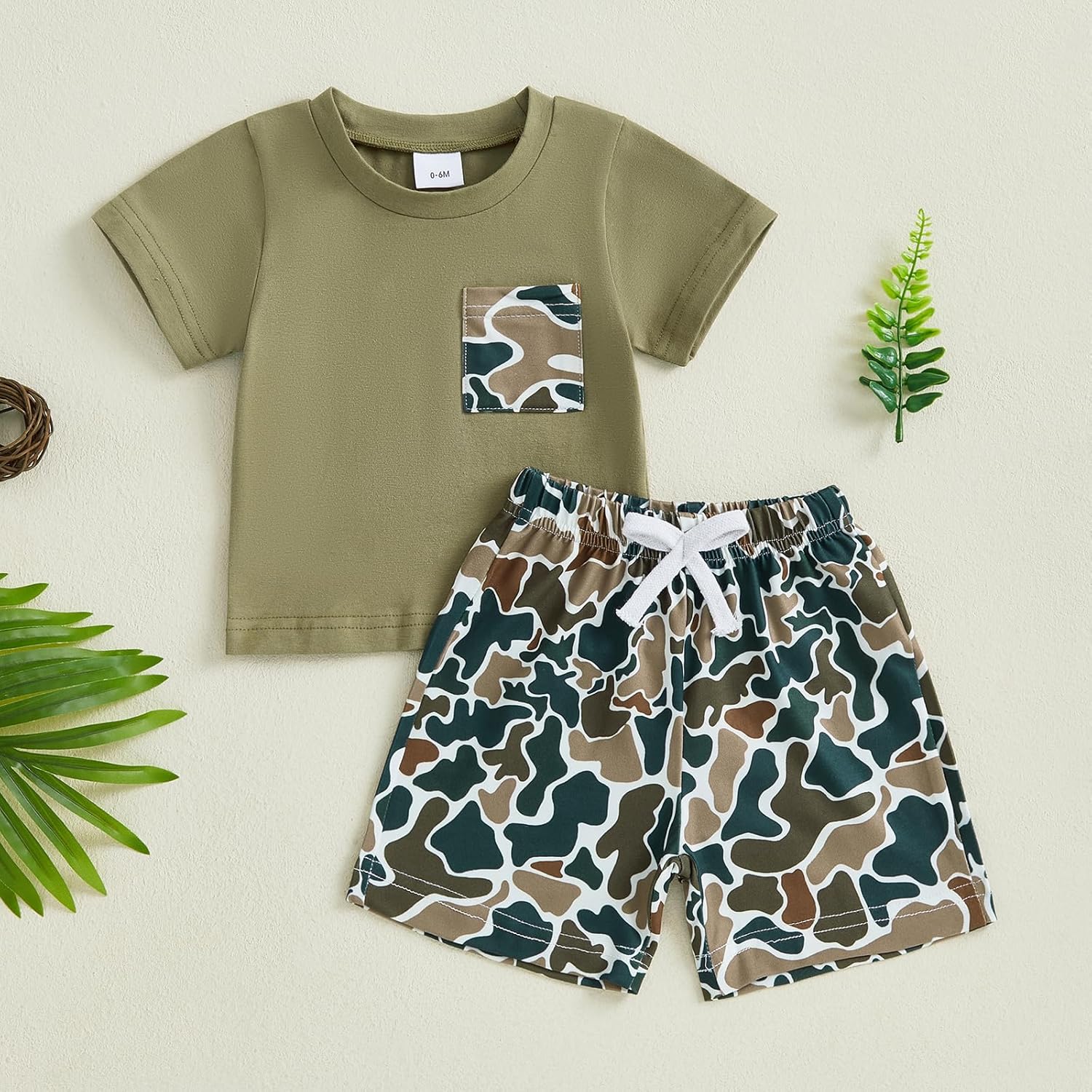 Toddler Baby Boy Summer Clothes 2-Piece Set Camouflage Shorts T-Shirts