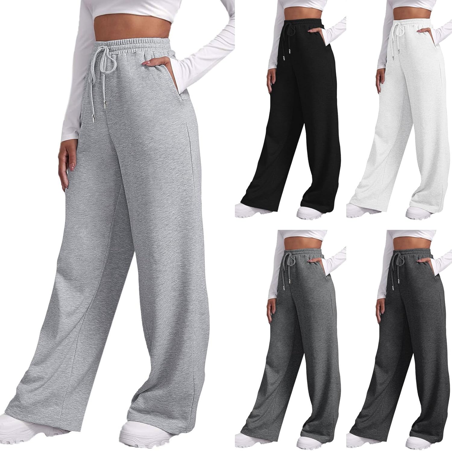 Wide Leg Plus Size Cotton Joggers for Women