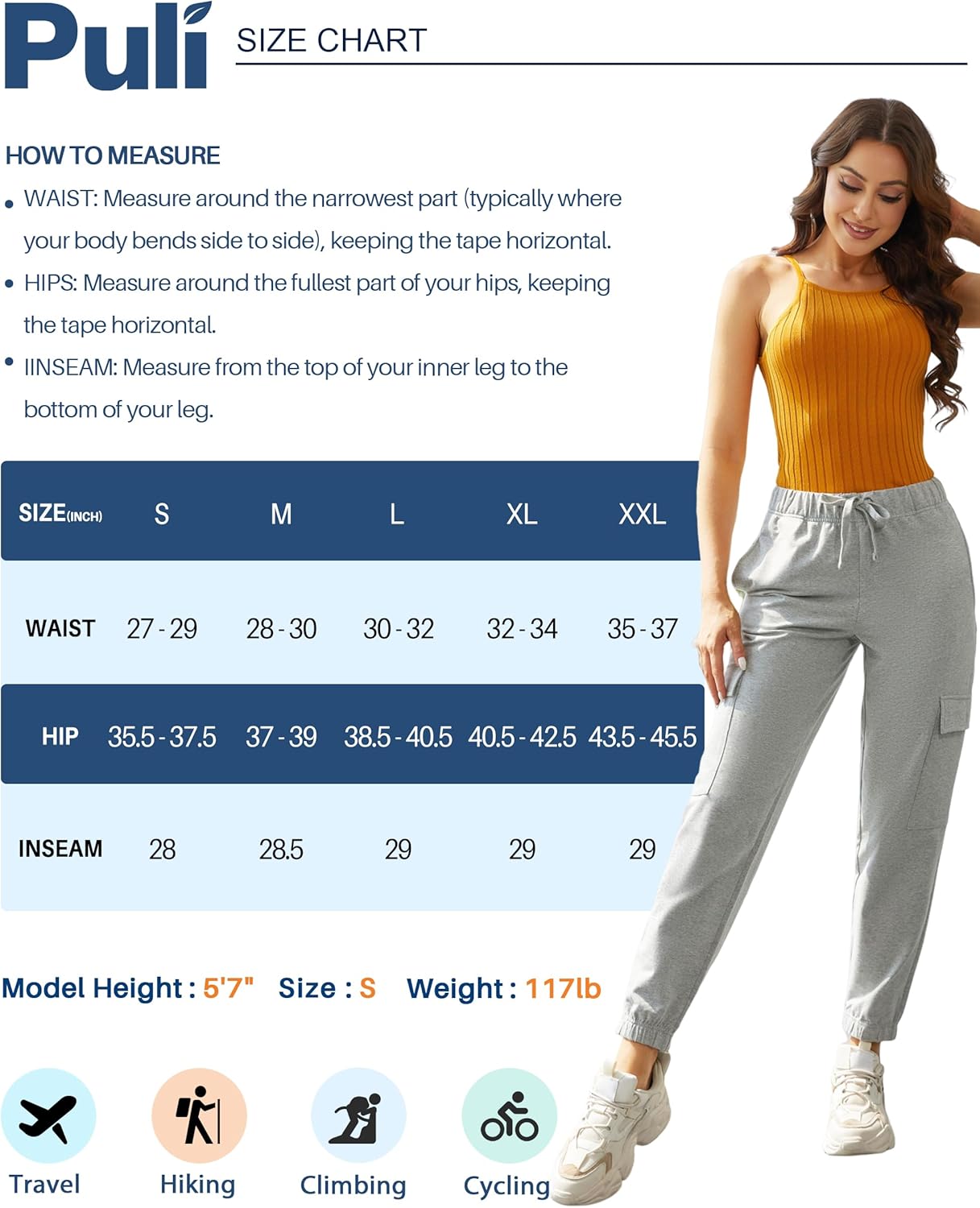 PULI Womens Cargo JoggerPants