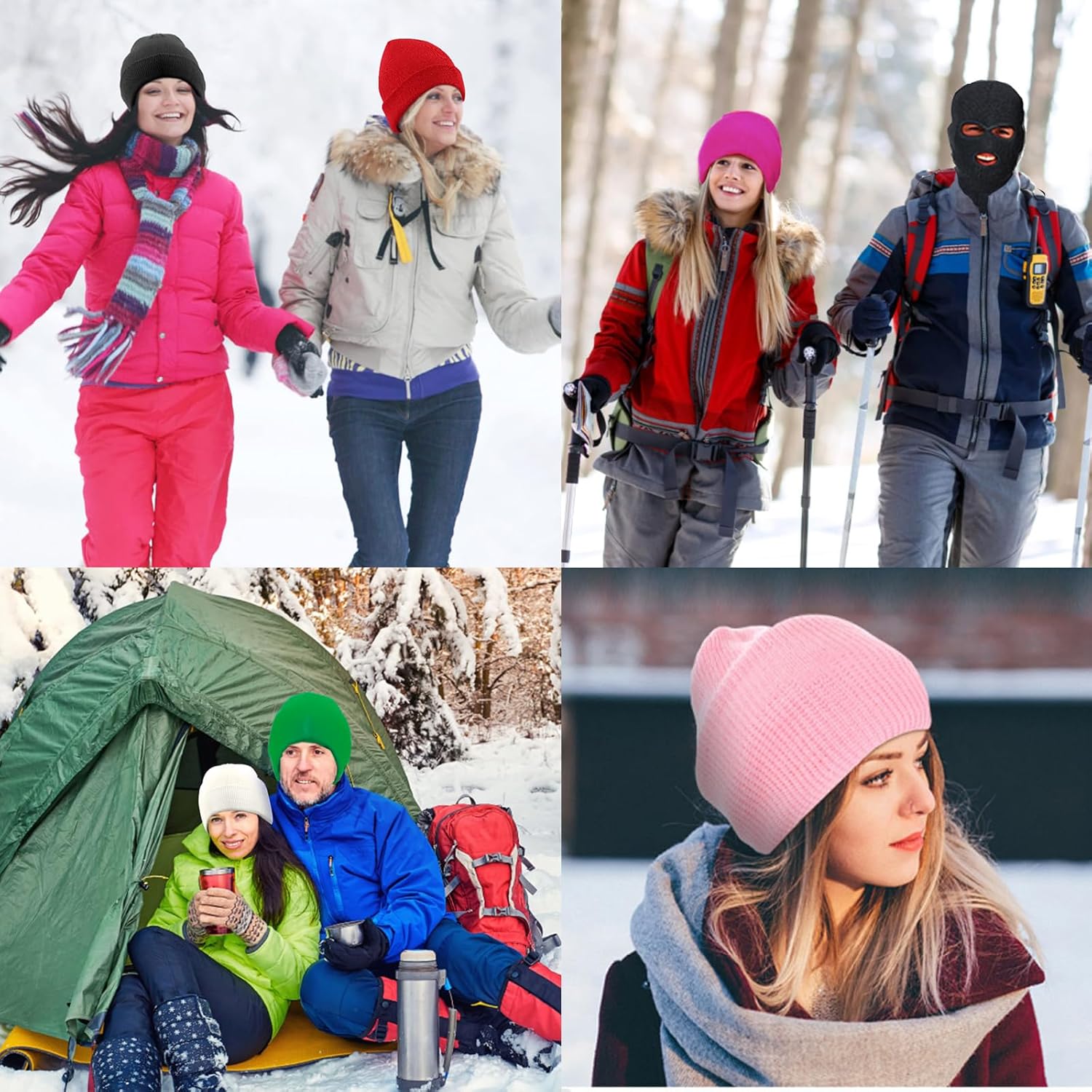 3-Hole Ski Mask Winter Balaclava Cap Knitted Face Cover for Women