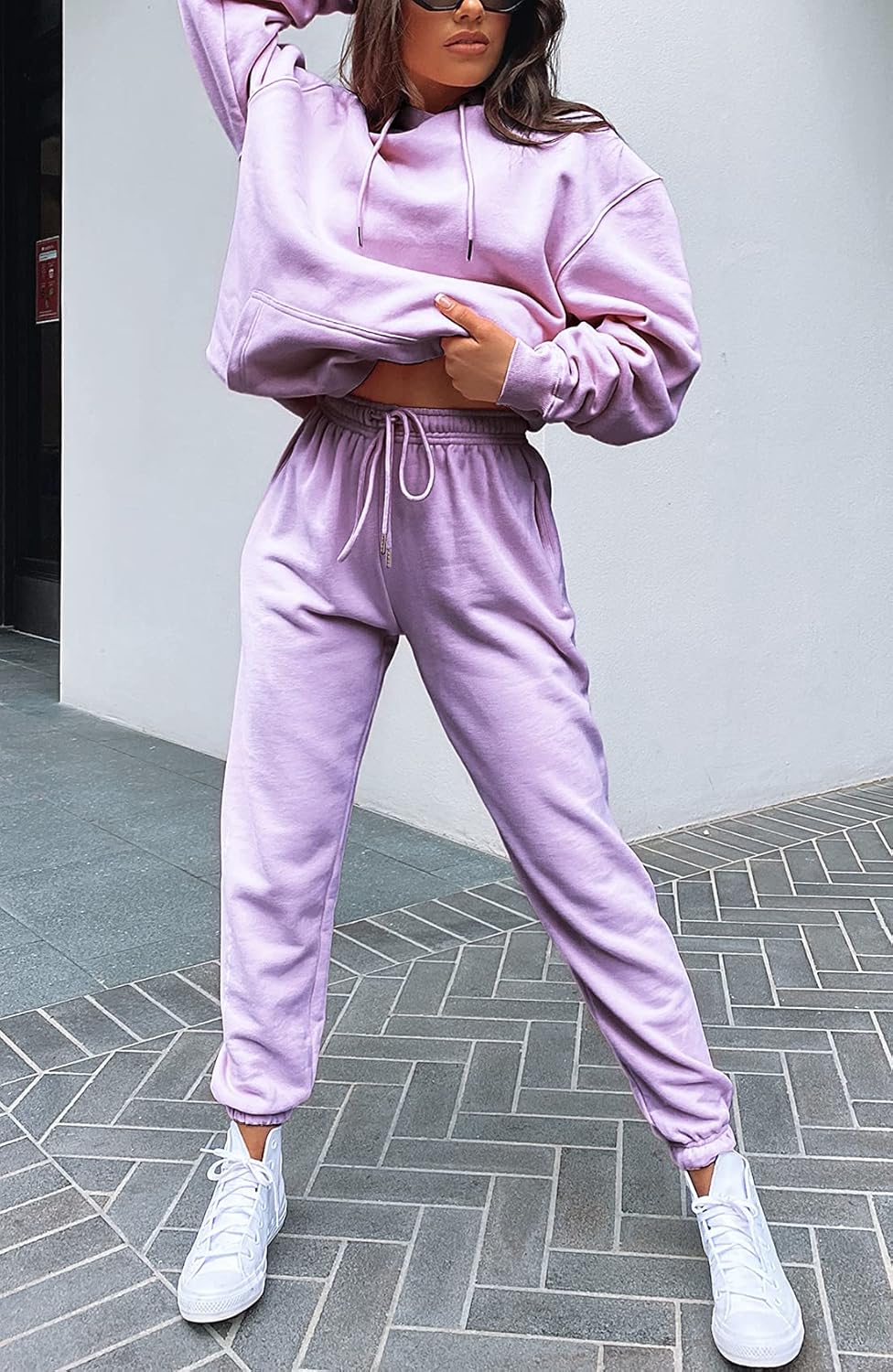 Waitfairy Womens High-Waisted Baggy Sweatpants with Pockets