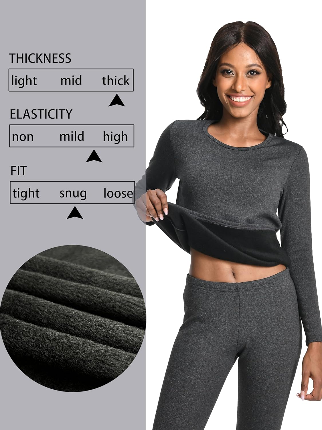 Warm and Comfortable Thermal Set for Women - Heavyweight Fleece Lined Basis