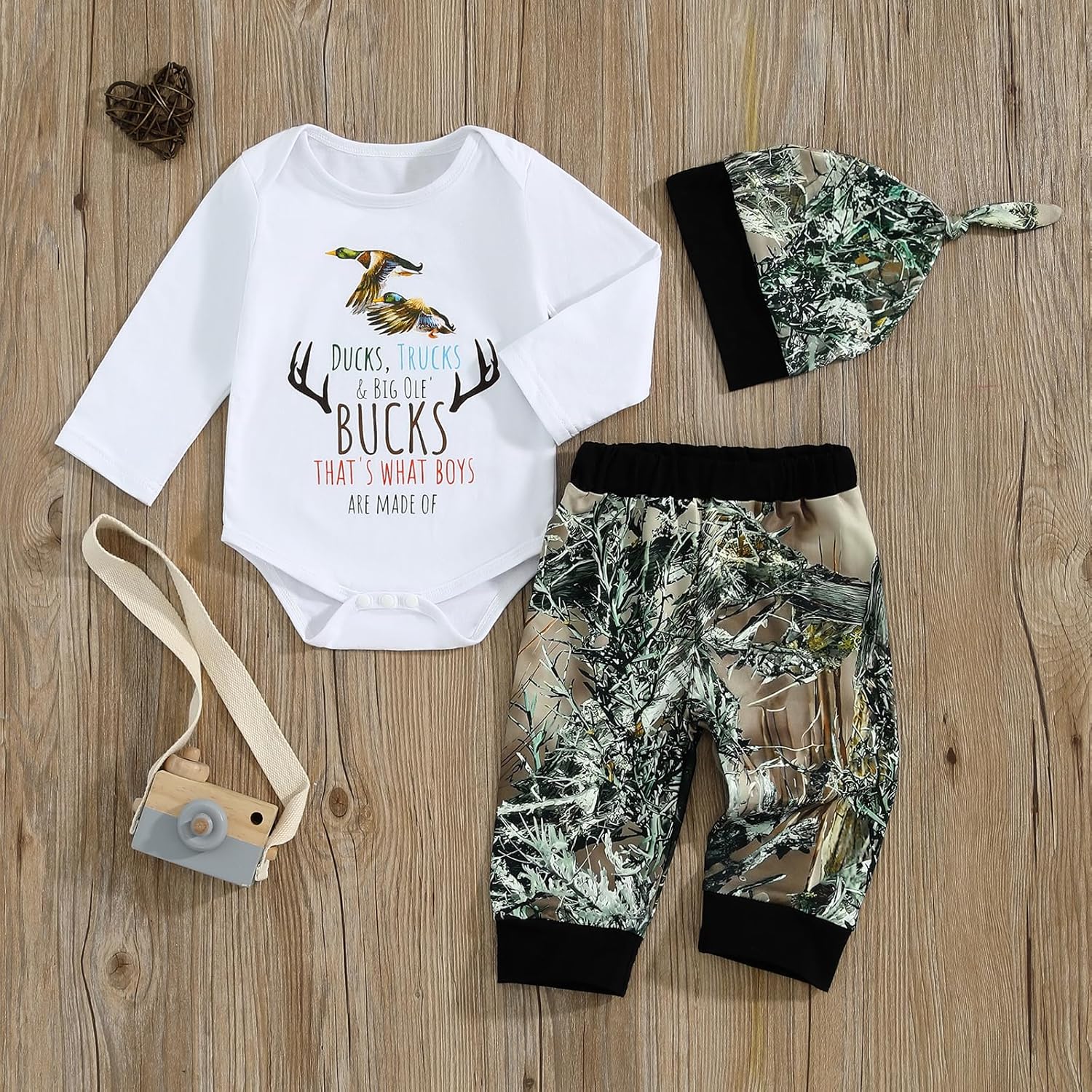 Duck Hunting Baby Outfit Lightweight Camouflage Romper Pants 0-18months