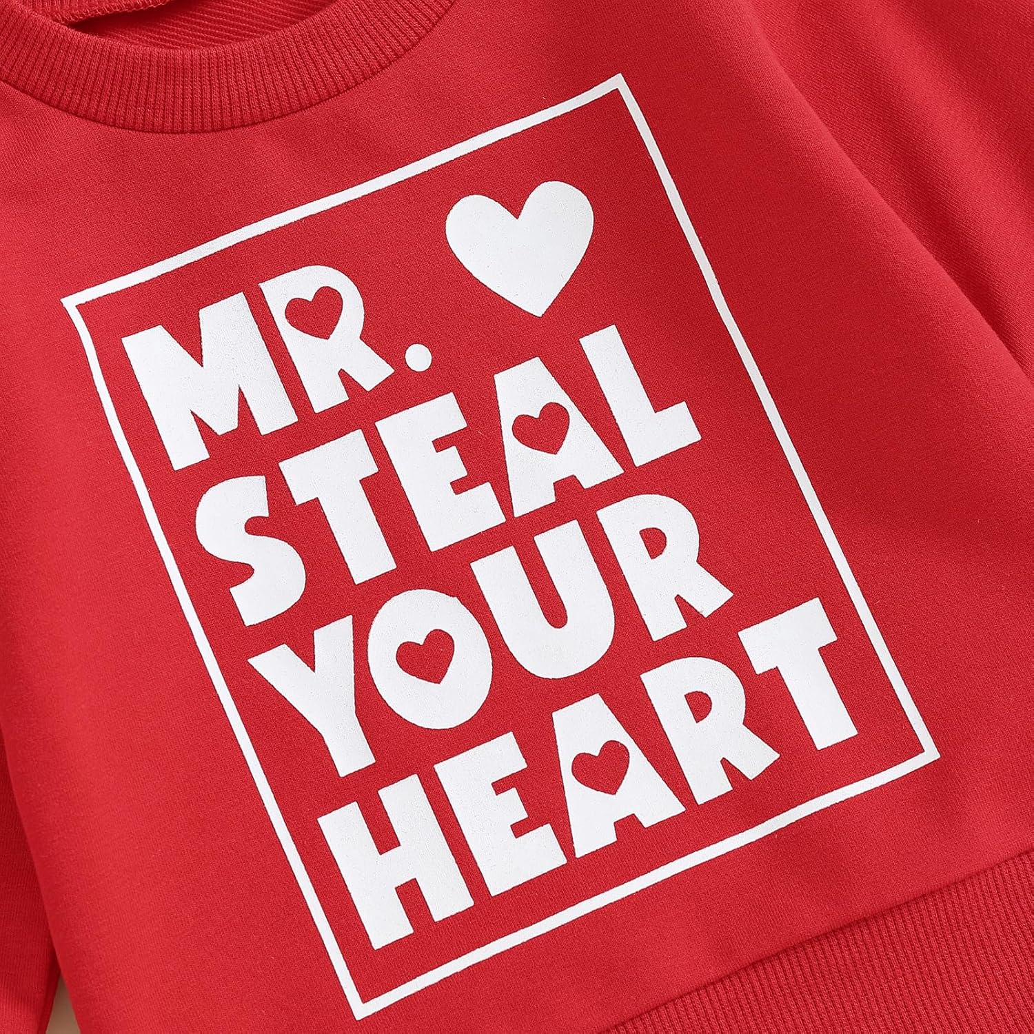 Toddler Baby Boy Valentines Day Outfit Set - Heart Letter Long Sleeve Sweatshirt Pants