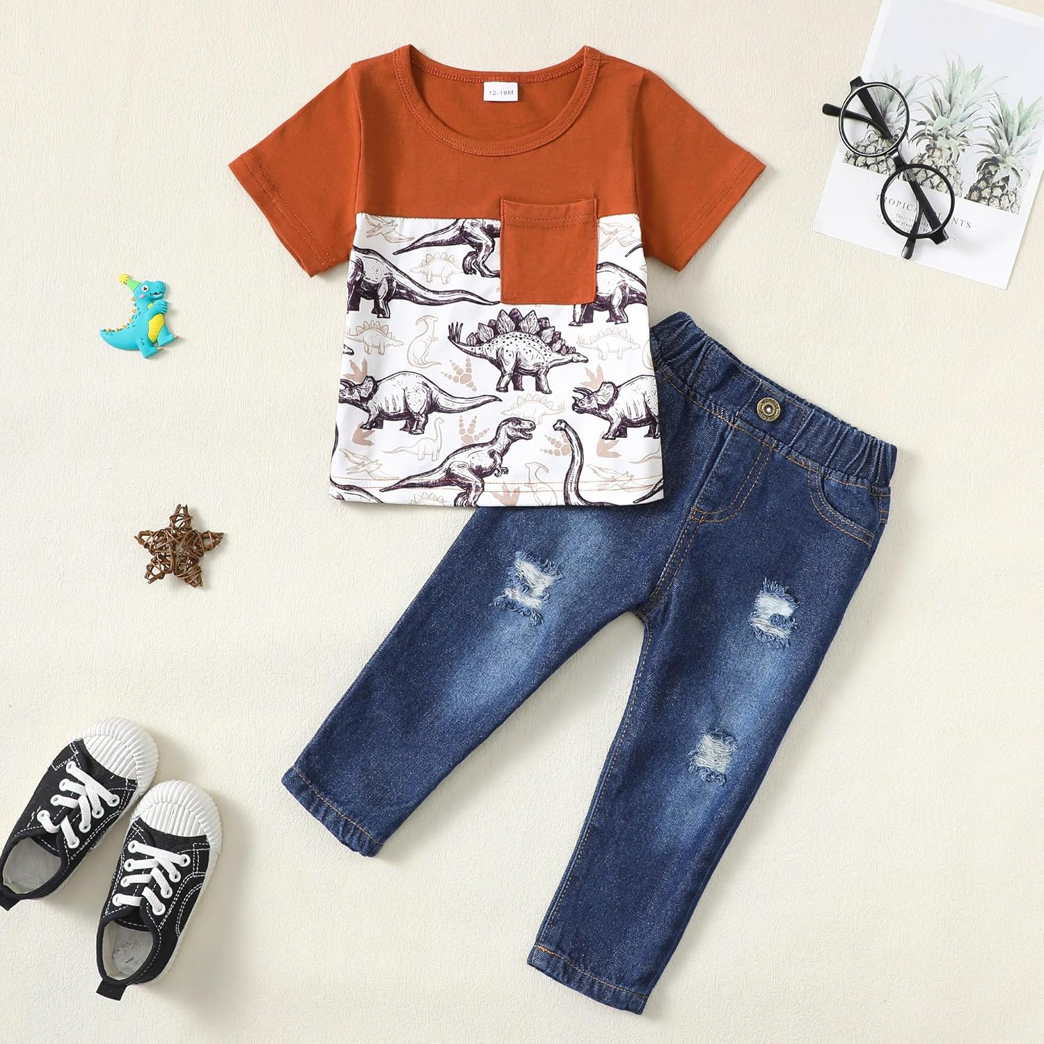 Cotton-Ripped Toddler Boys Clothing Set