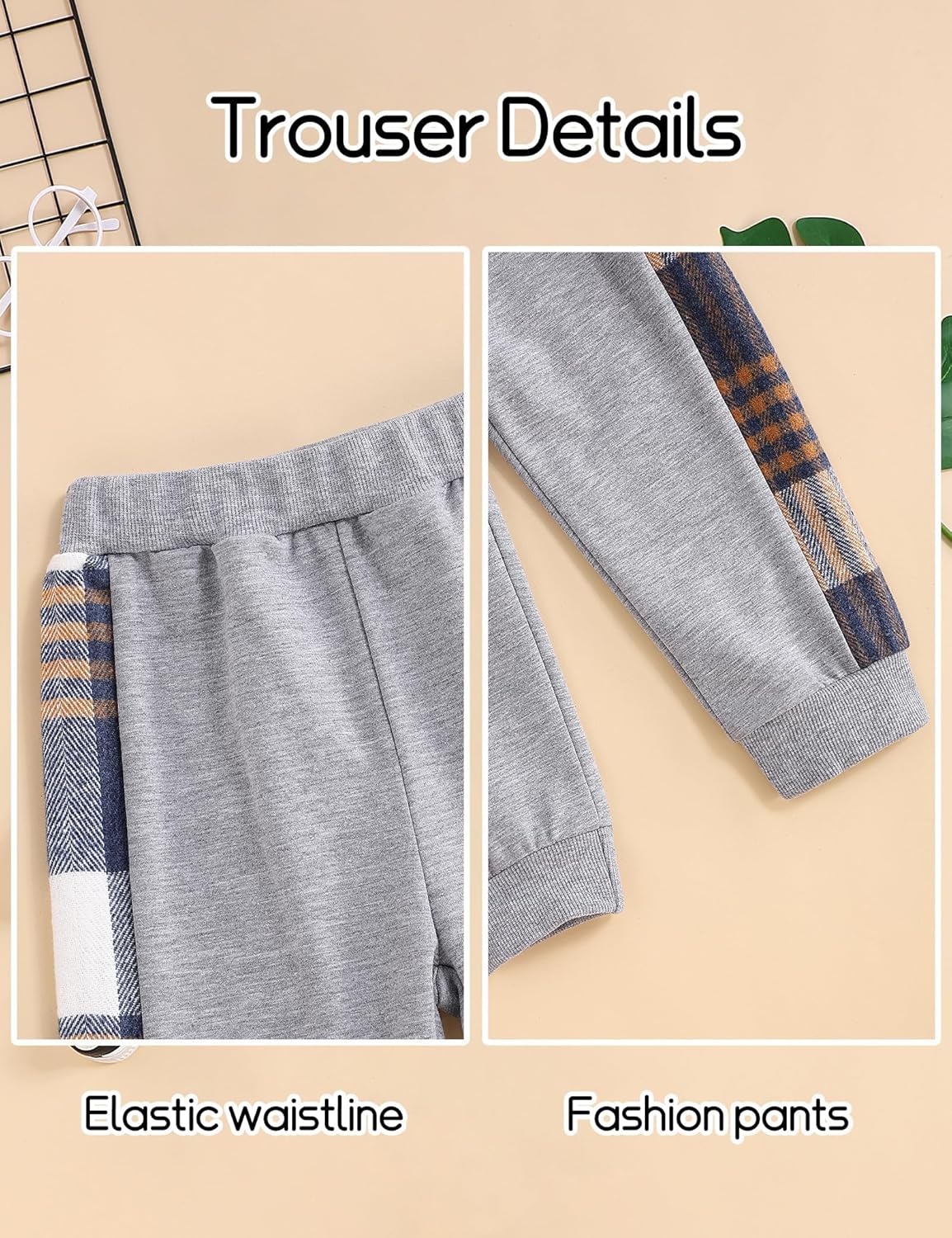 Adorable Toddler Boys Flannel Lattice Button-Down Set