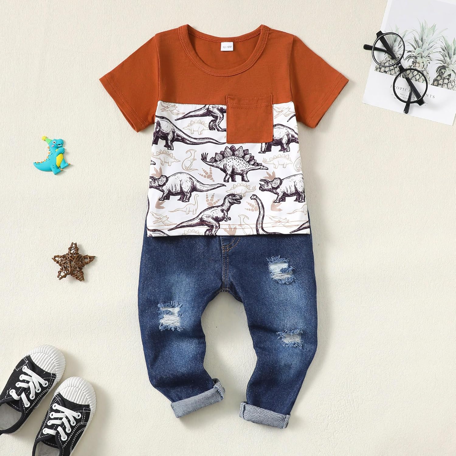 Cotton-Ripped Toddler Boys Clothing Set