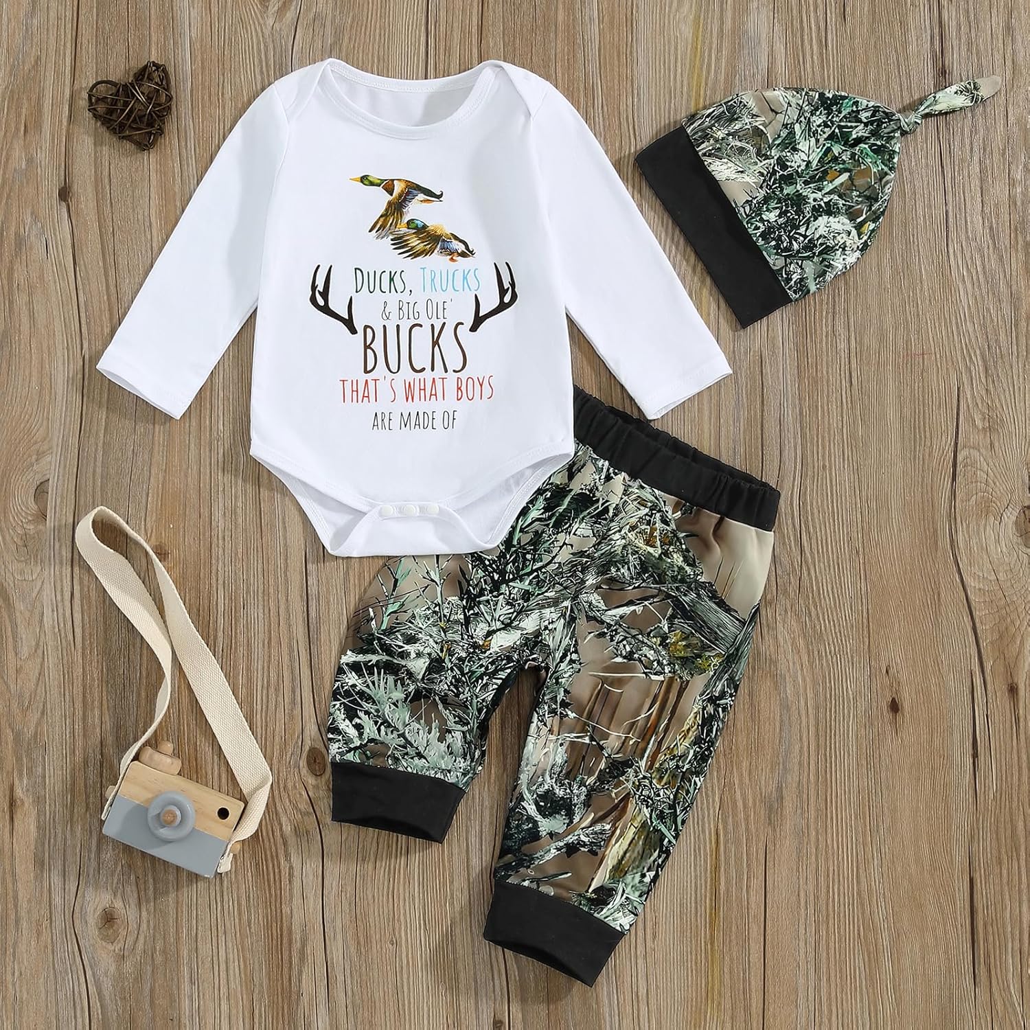 Duck Hunting Baby Outfit Lightweight Camouflage Romper Pants 0-18months