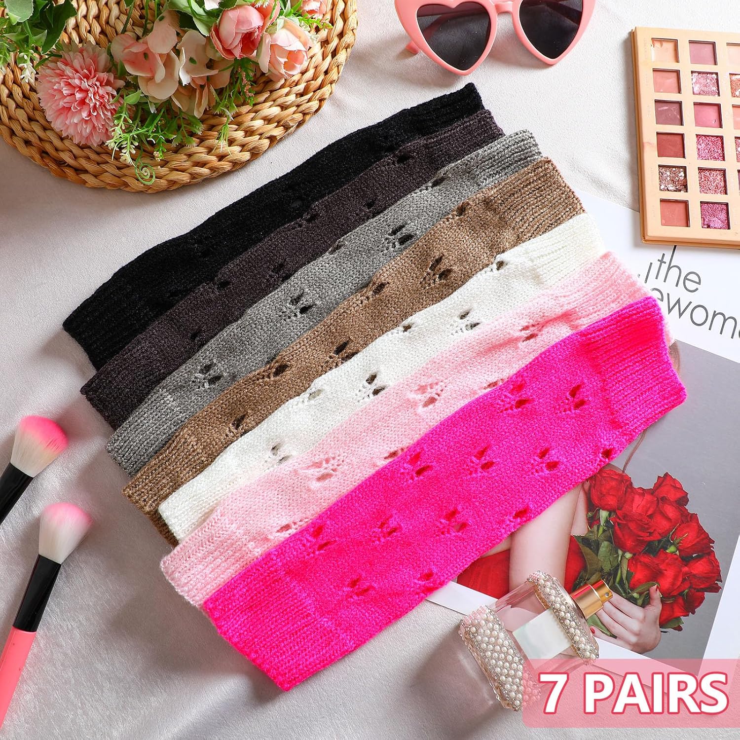 7 Pairs Heart-Holey Grunge gloves for Women - Cute Warm